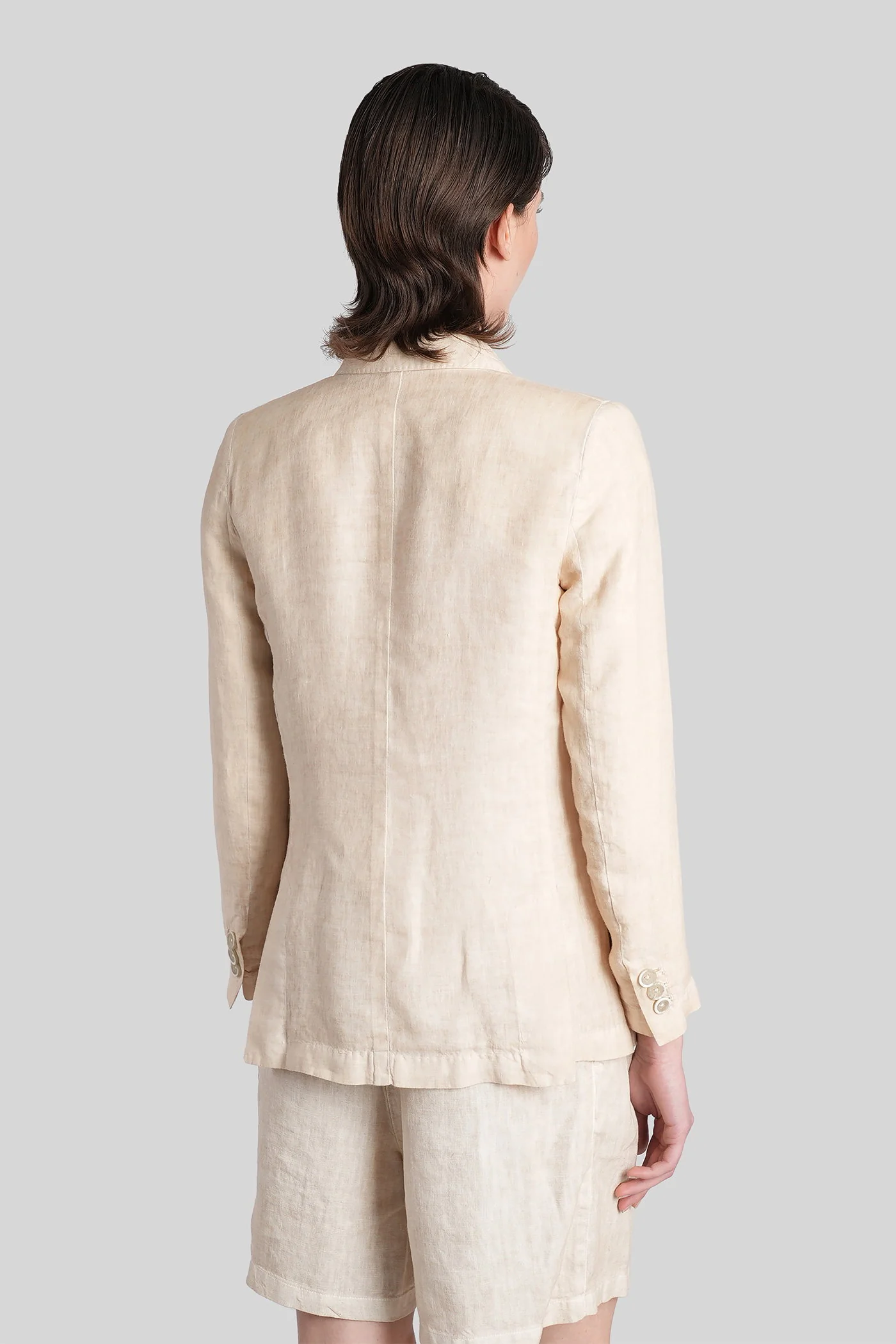 Blazer in beige linen - Image 3