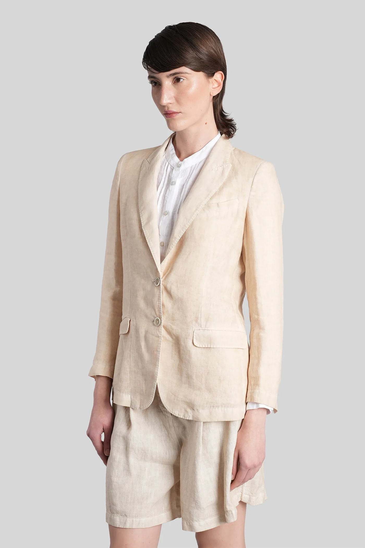 Blazer in beige linen - Image 4
