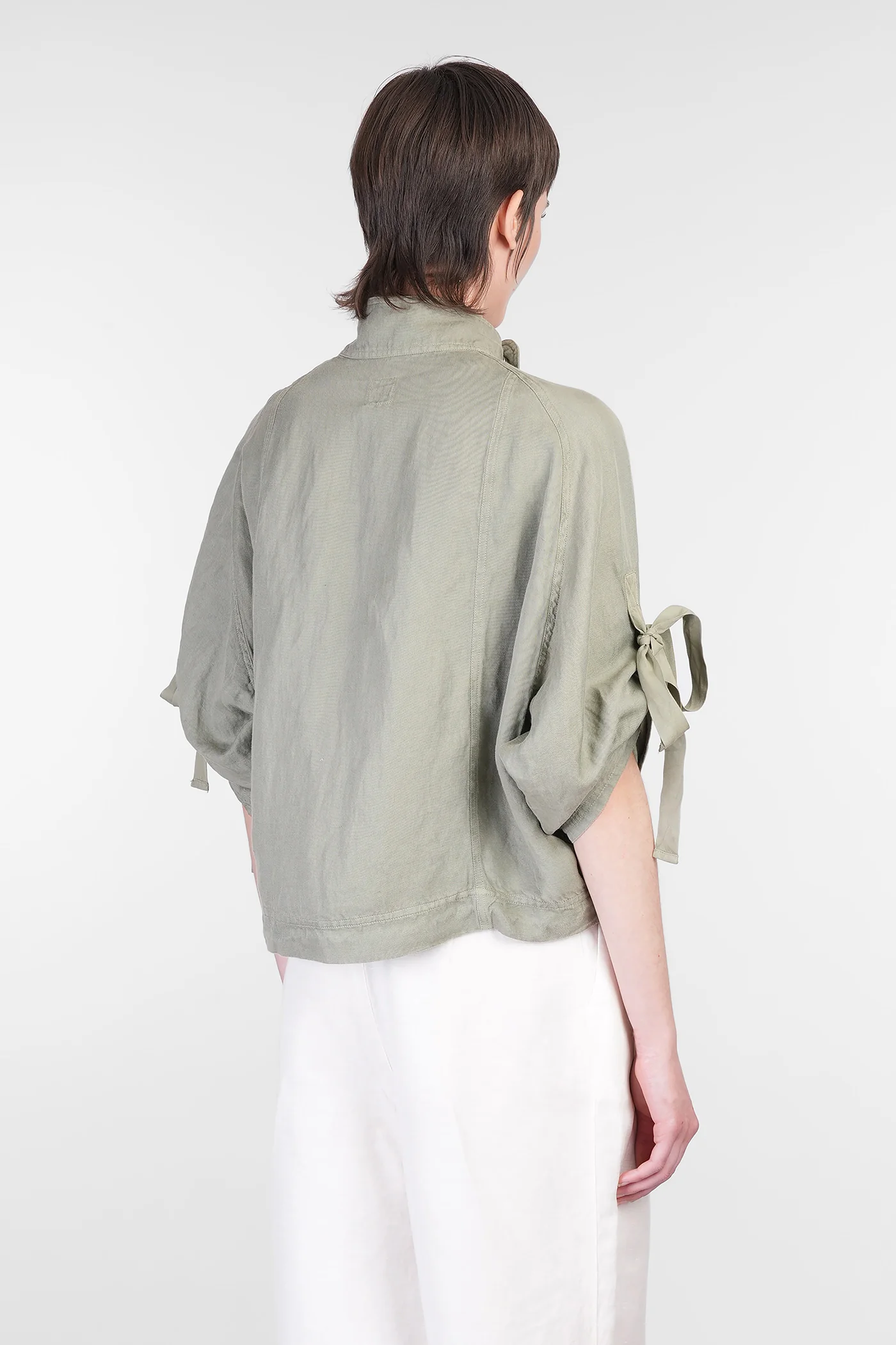 Casual jacket in green linen - Image 3