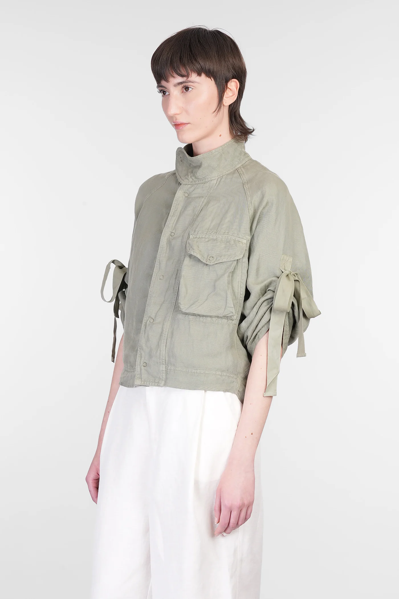 Casual jacket in green linen - Image 4
