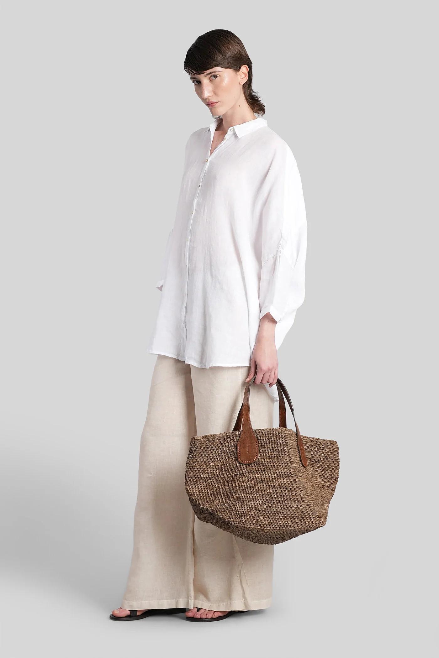 Pants in beige linen - Image 2