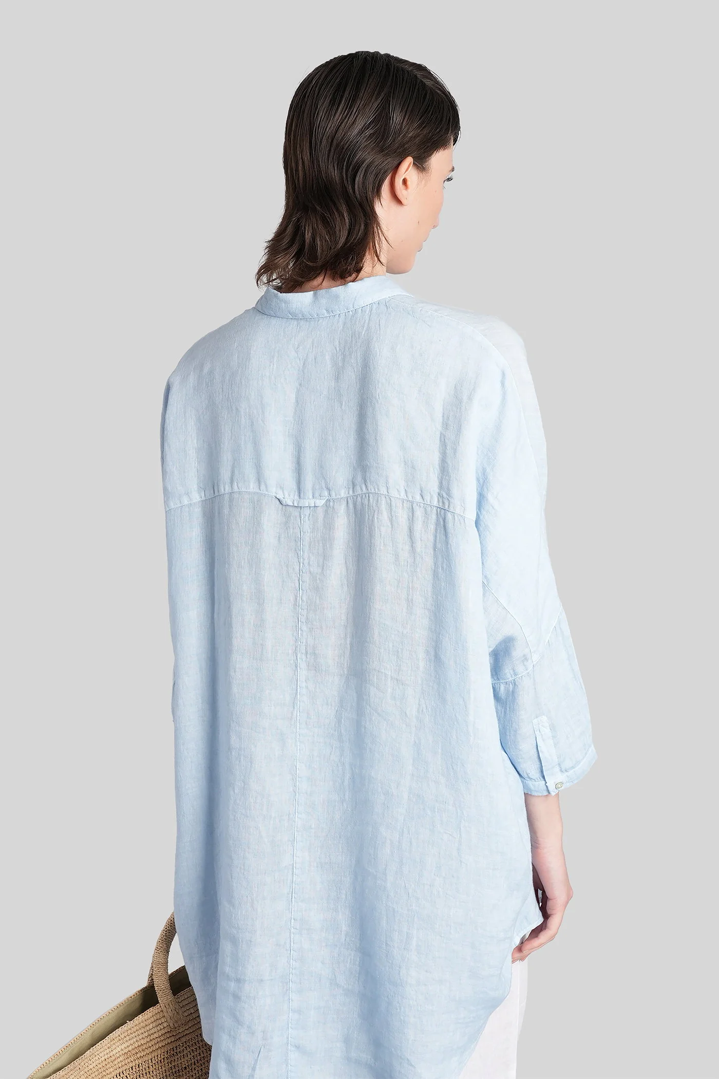 Shirt in cyan linen - Image 3