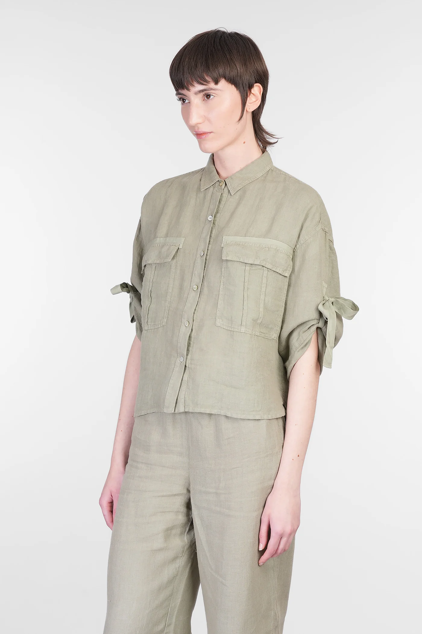 Shirt in green linen - Image 4