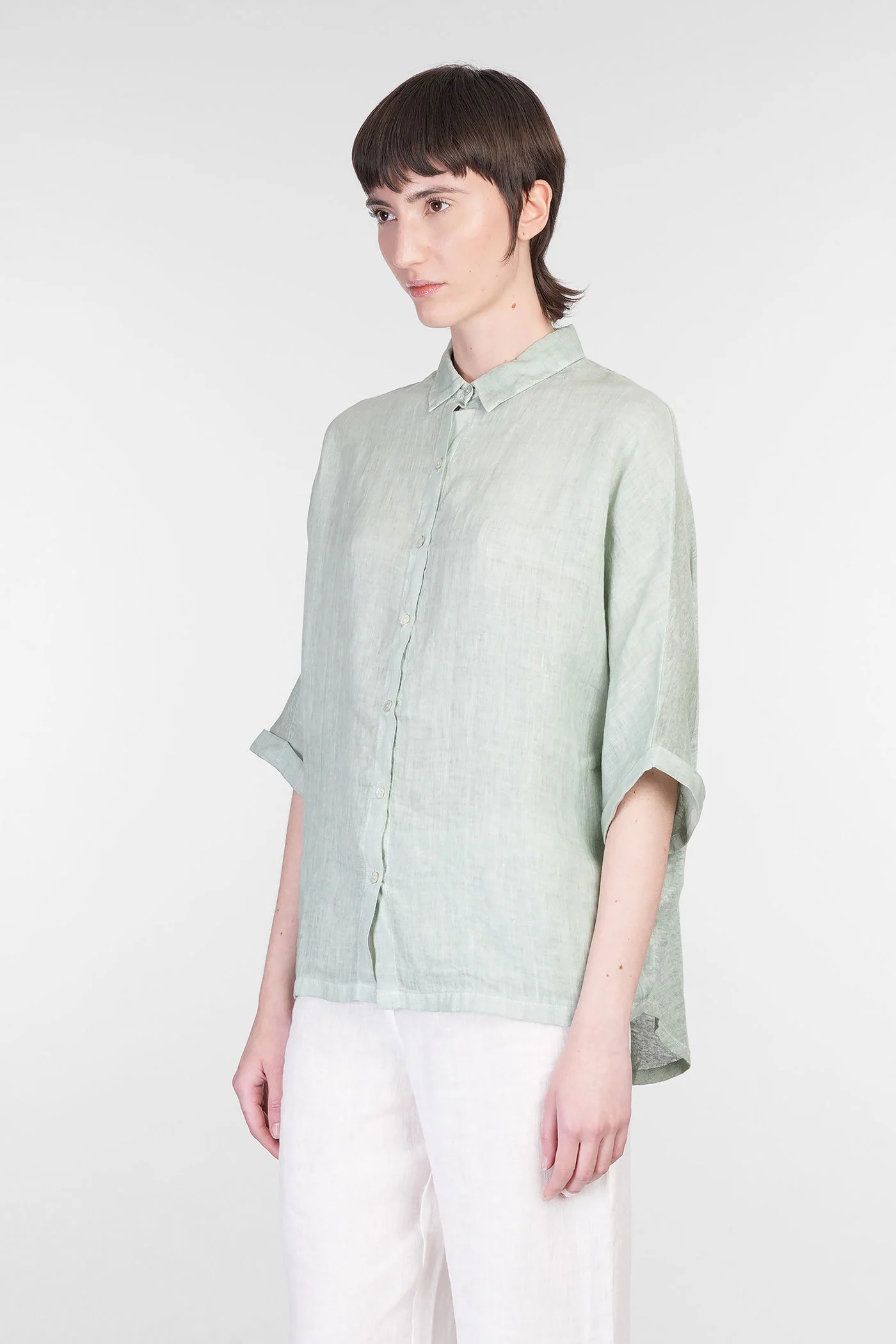 Shirt in green linen - Image 4