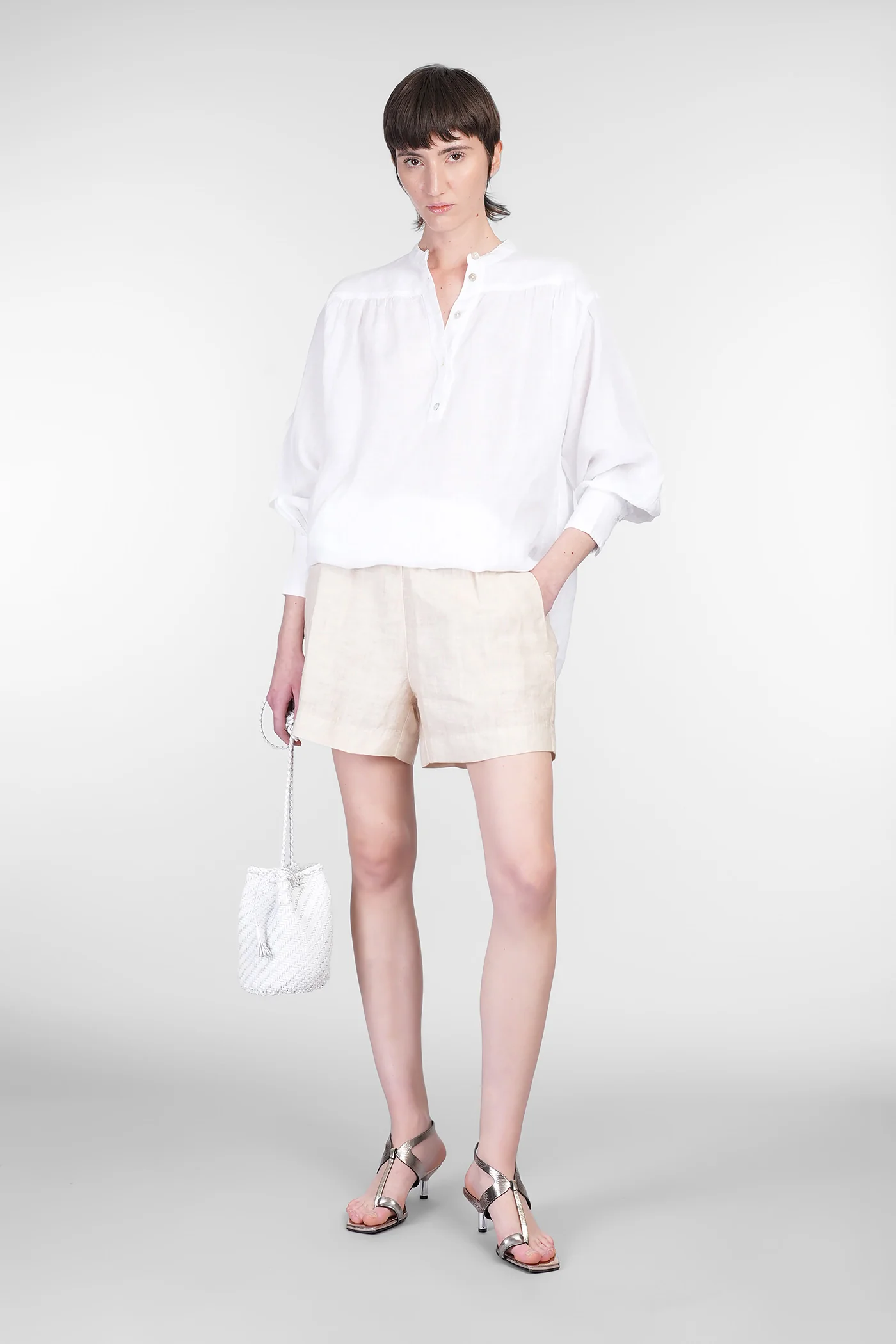 Shorts in beige linen - Image 2