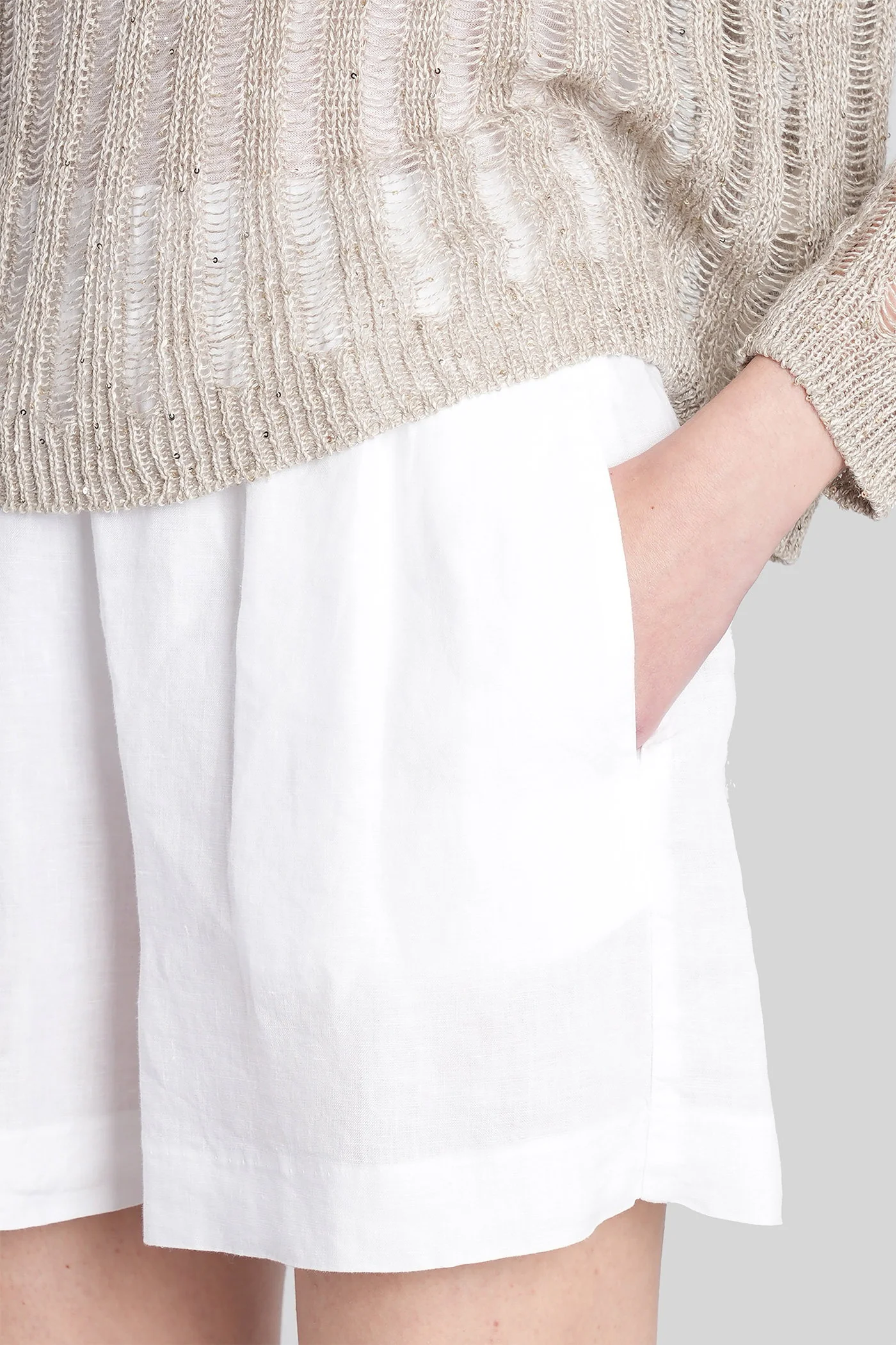 Shorts in white linen - Image 5
