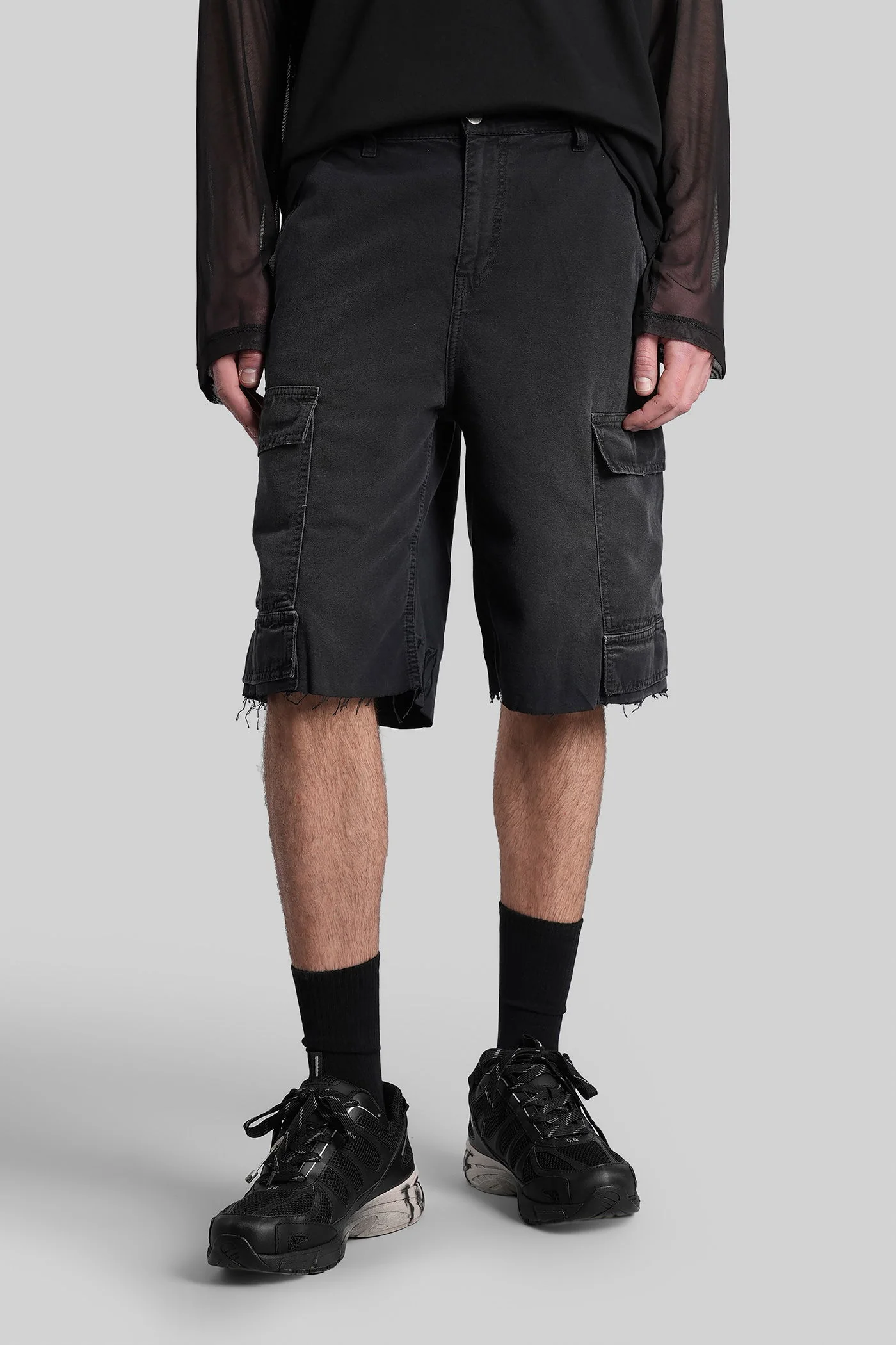 Shorts in black cotton