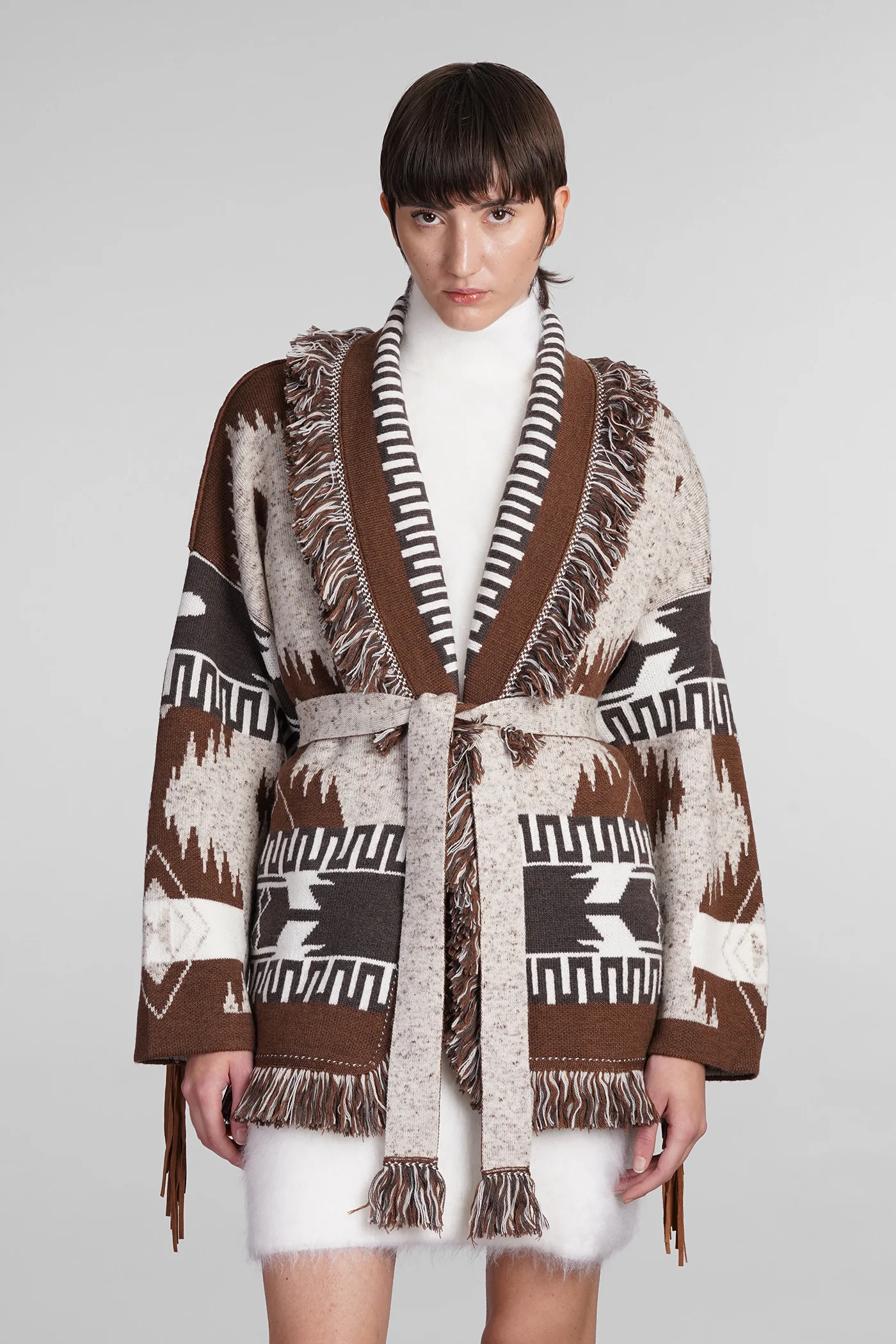 Cardigan in brown wool