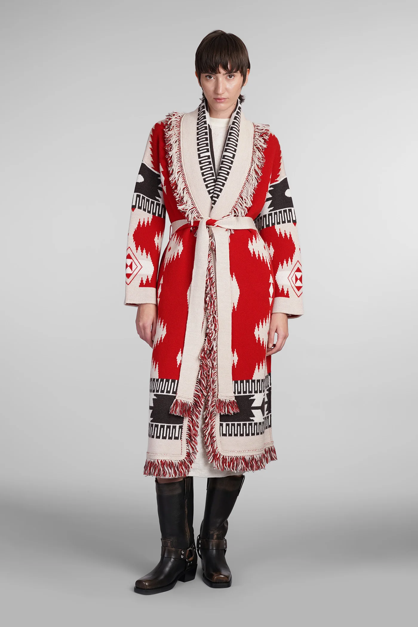Cardigan in red wool