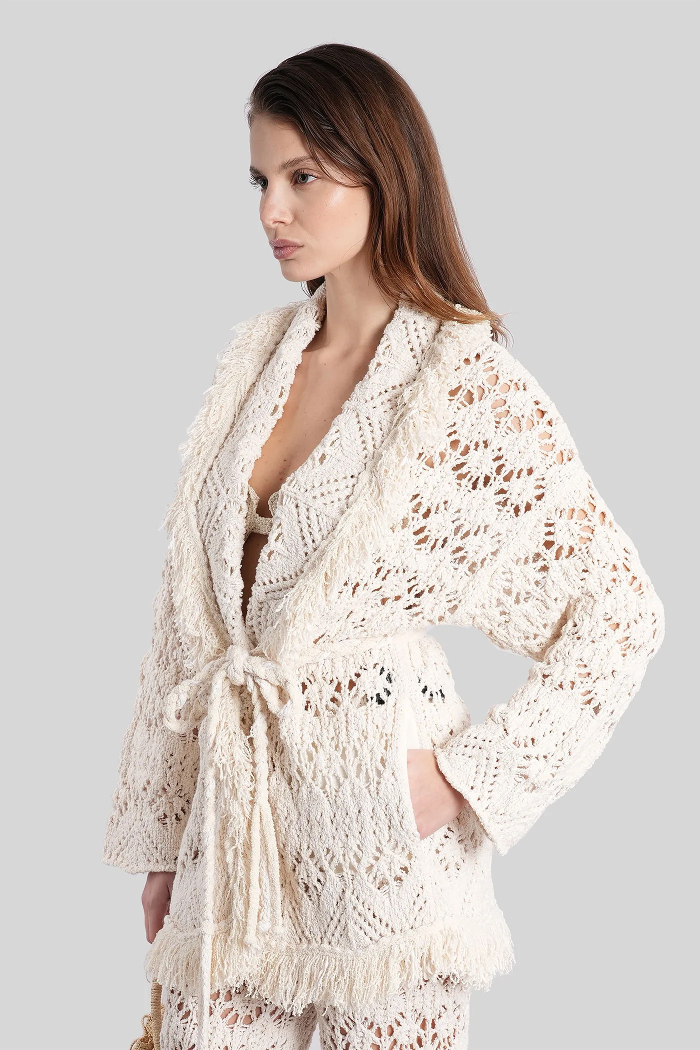 Cardigan in white cotton - Image 4