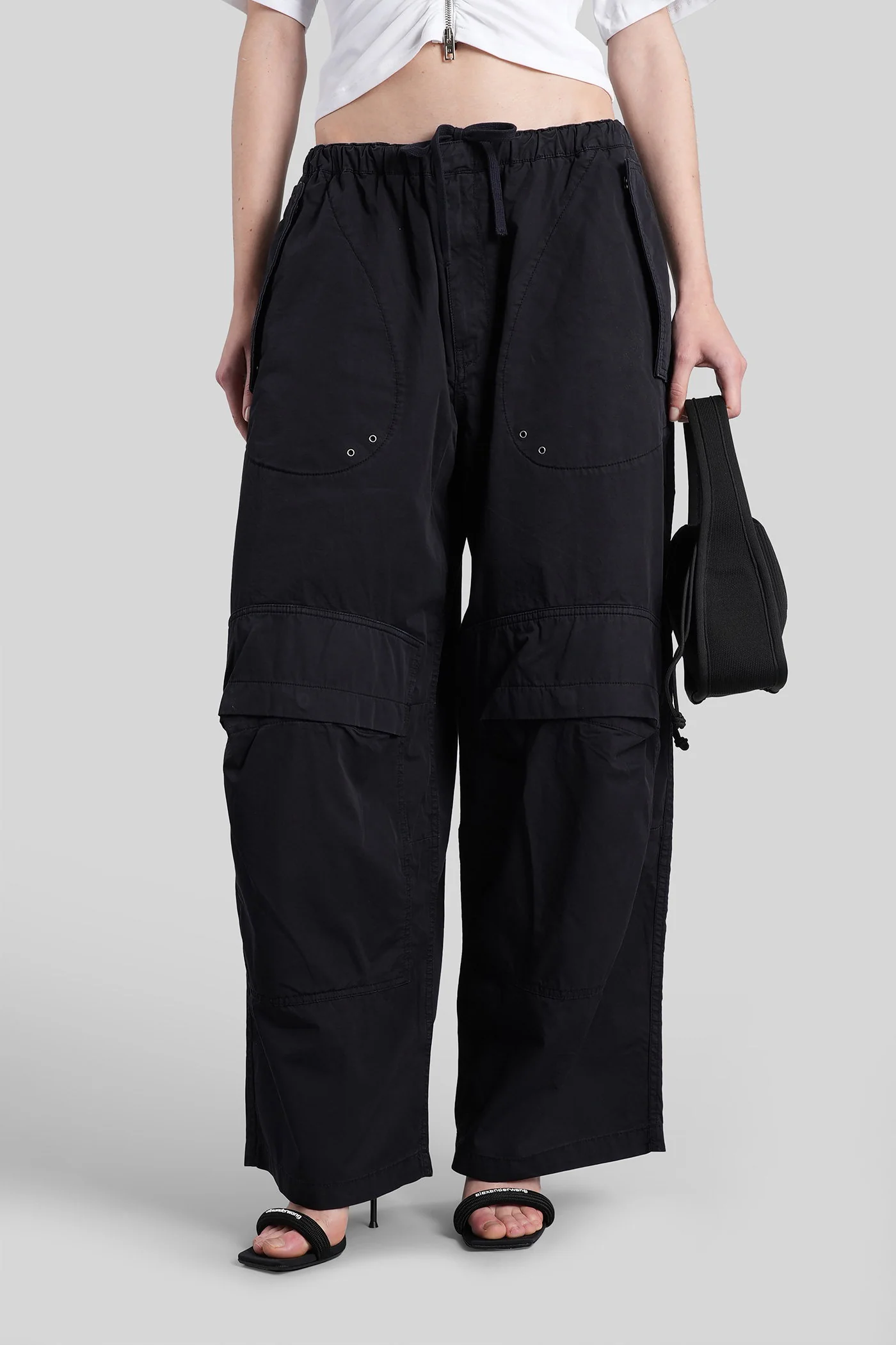 Pants in black cotton
