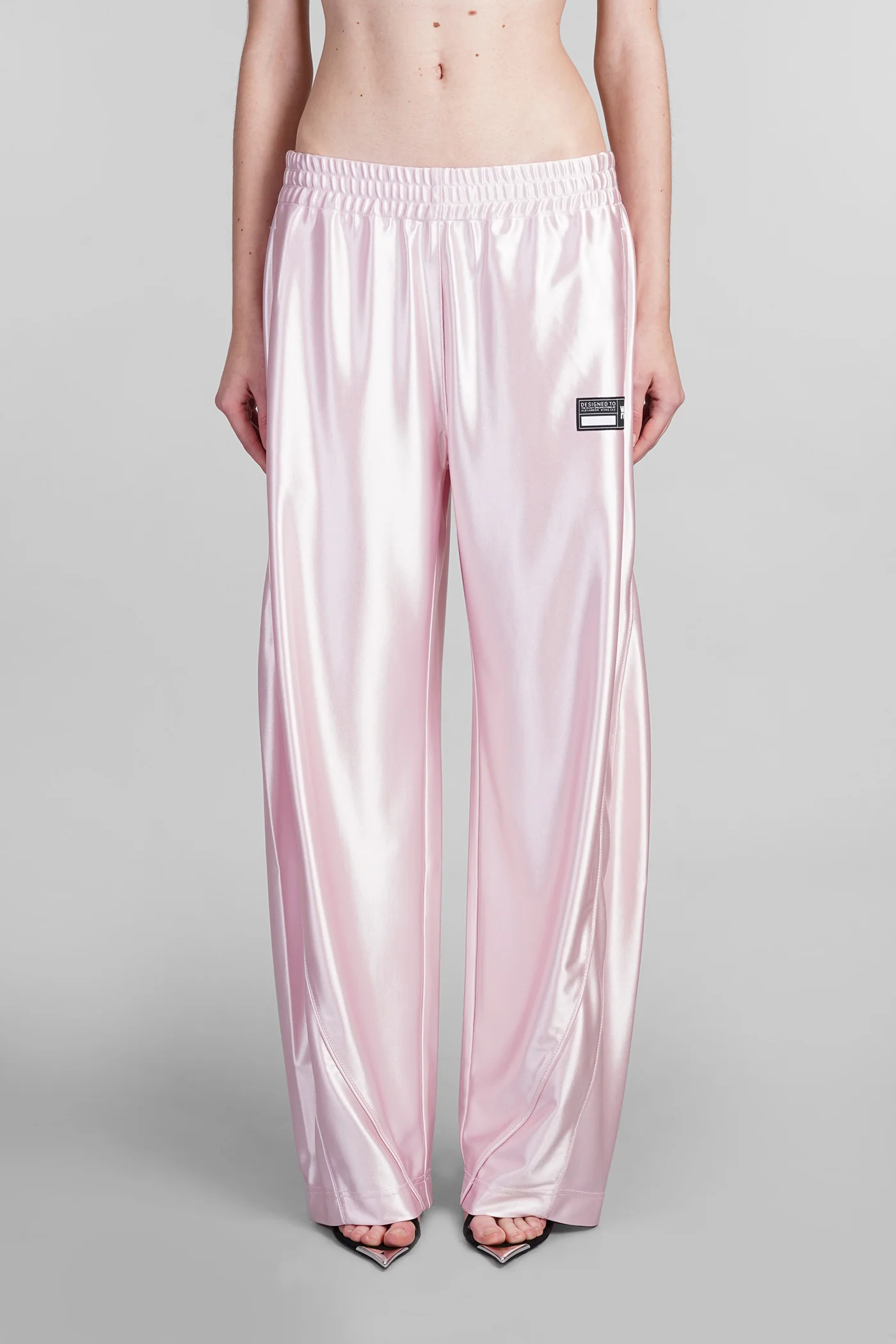 Pants in rose-pink polyester