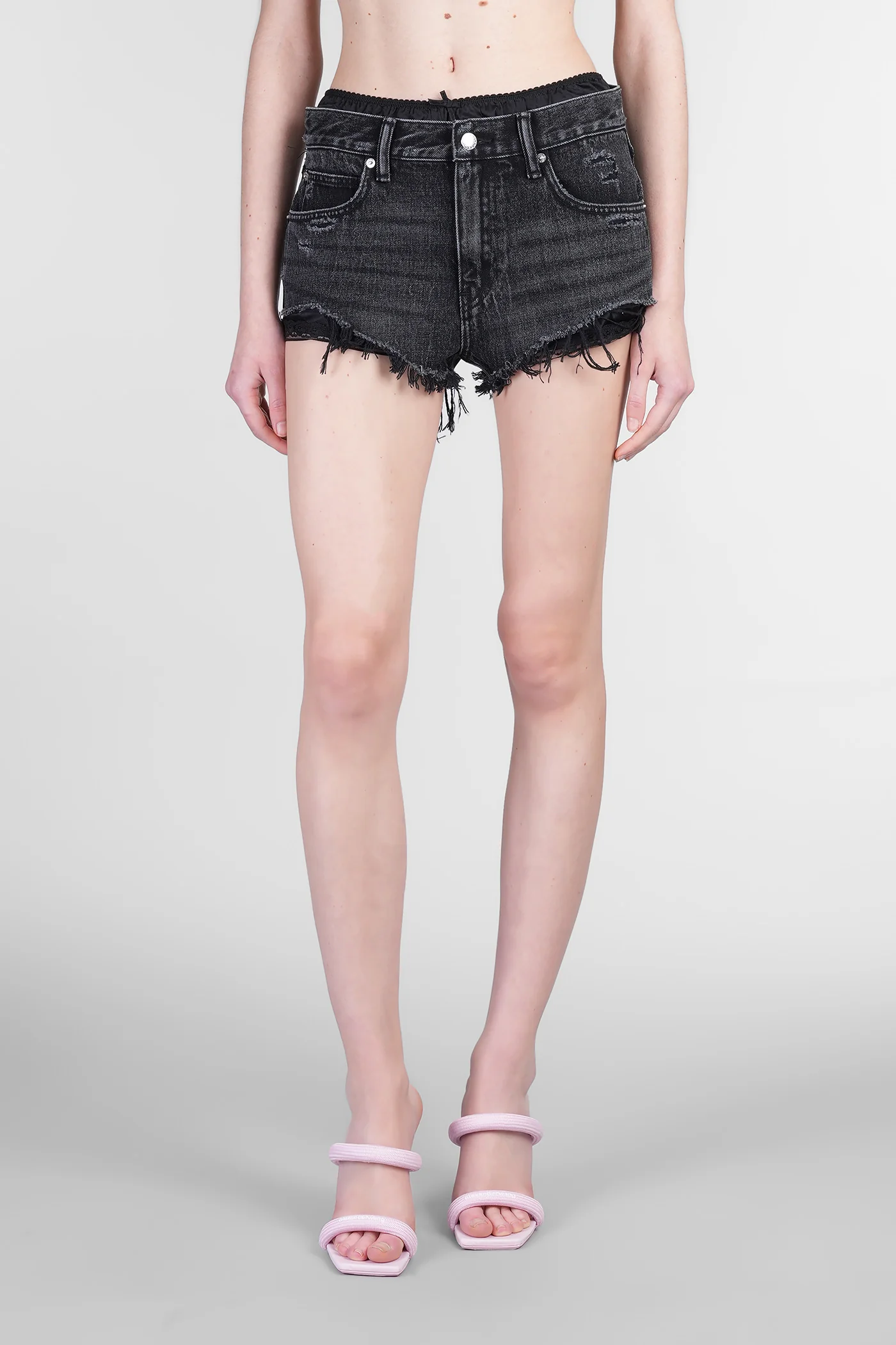 Shorts in black cotton