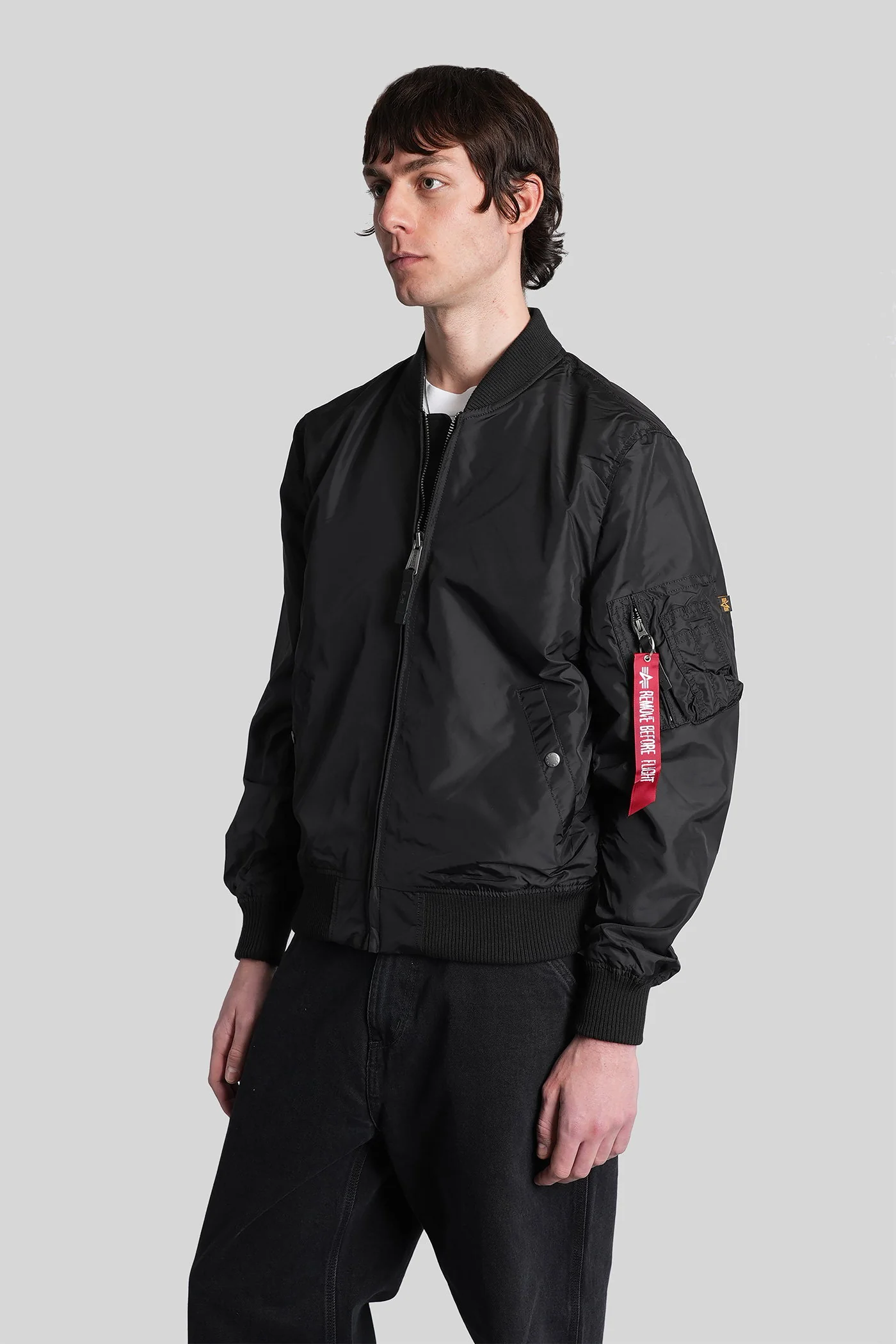 Ma-1 tt Bomber Jacket in black nylon - Image 4