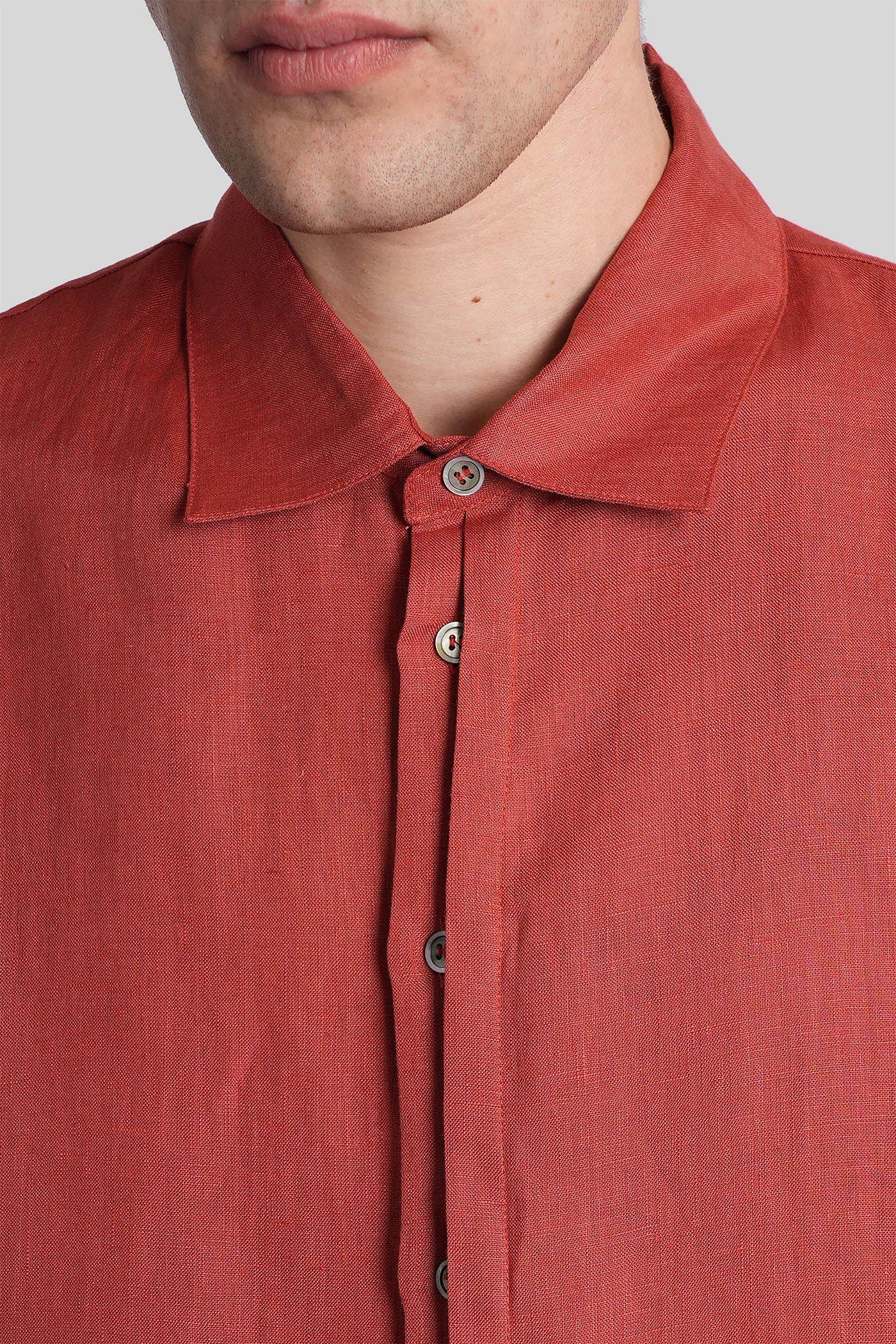 Shirt in Rust linen - Image 5