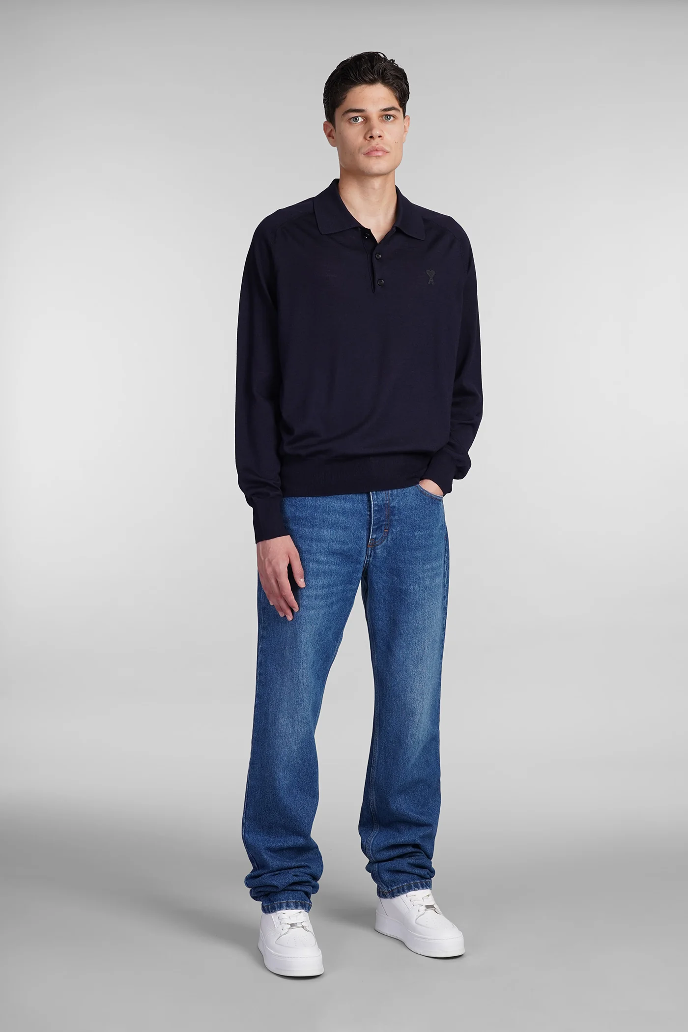 Polo in blue wool - Image 2