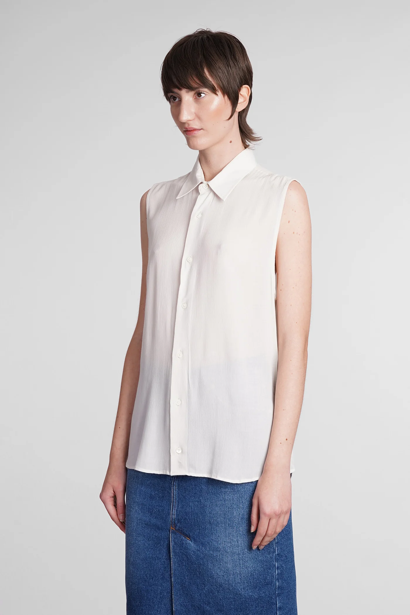 Shirt in beige viscose - Image 4