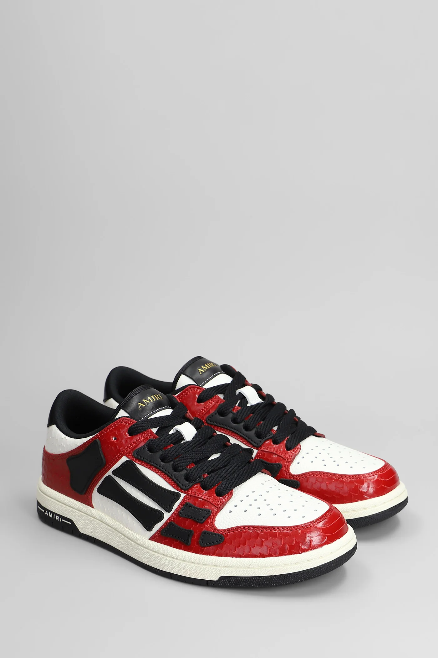 Snake skel top low Sneakers in red leather - Image 2