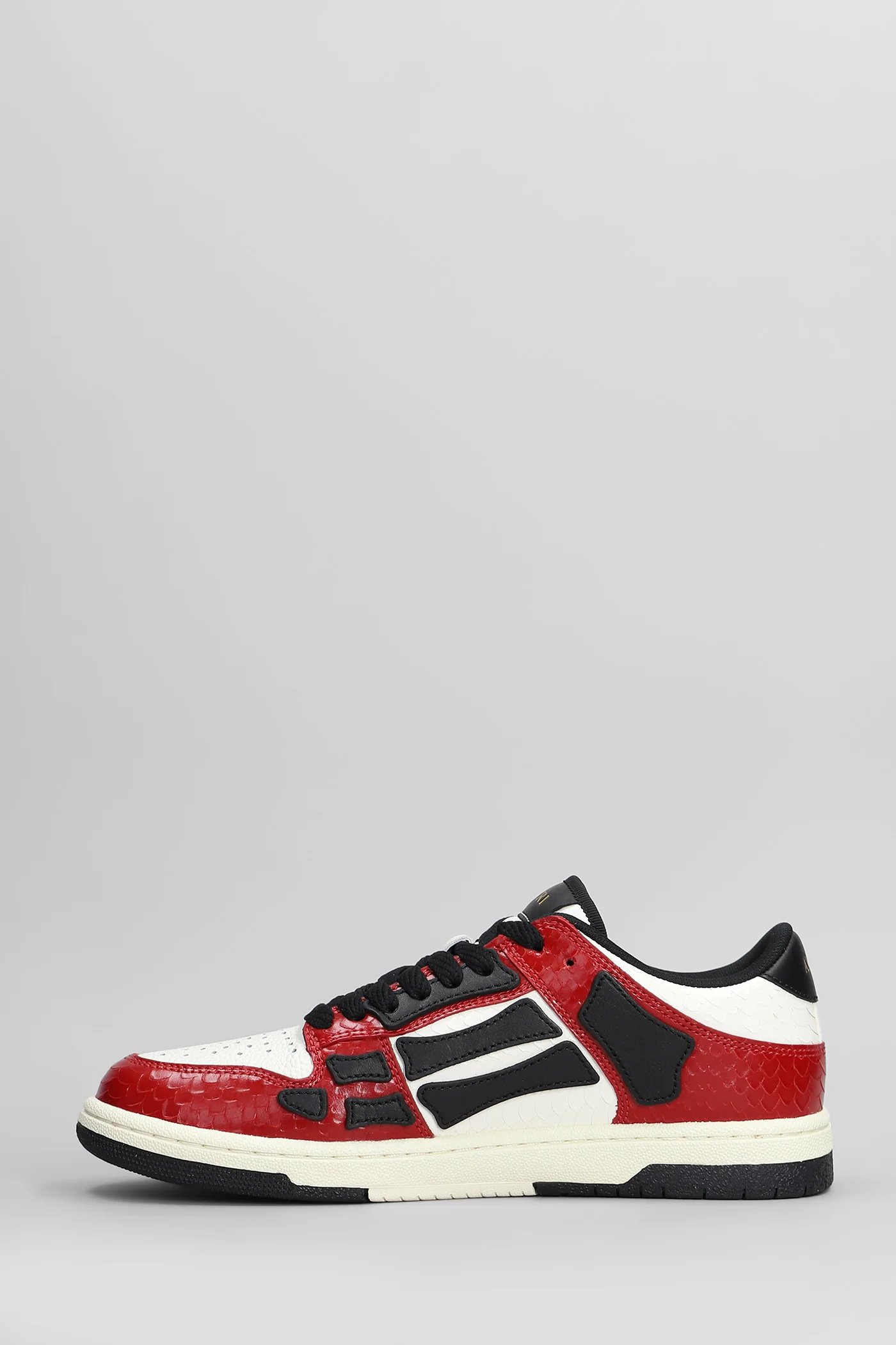 Snake skel top low Sneakers in red leather - Image 3