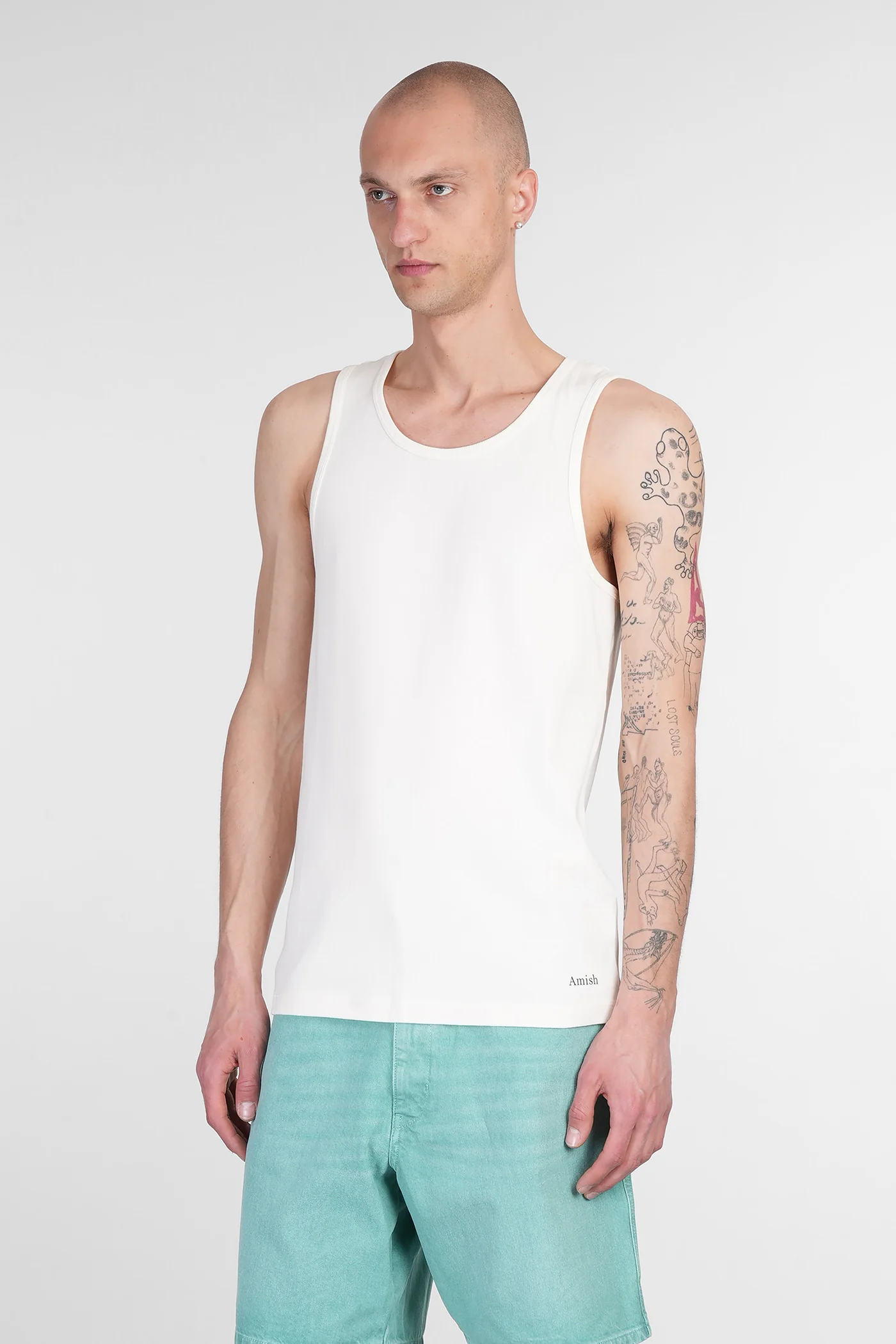 tank Top in white cotton - Image 4