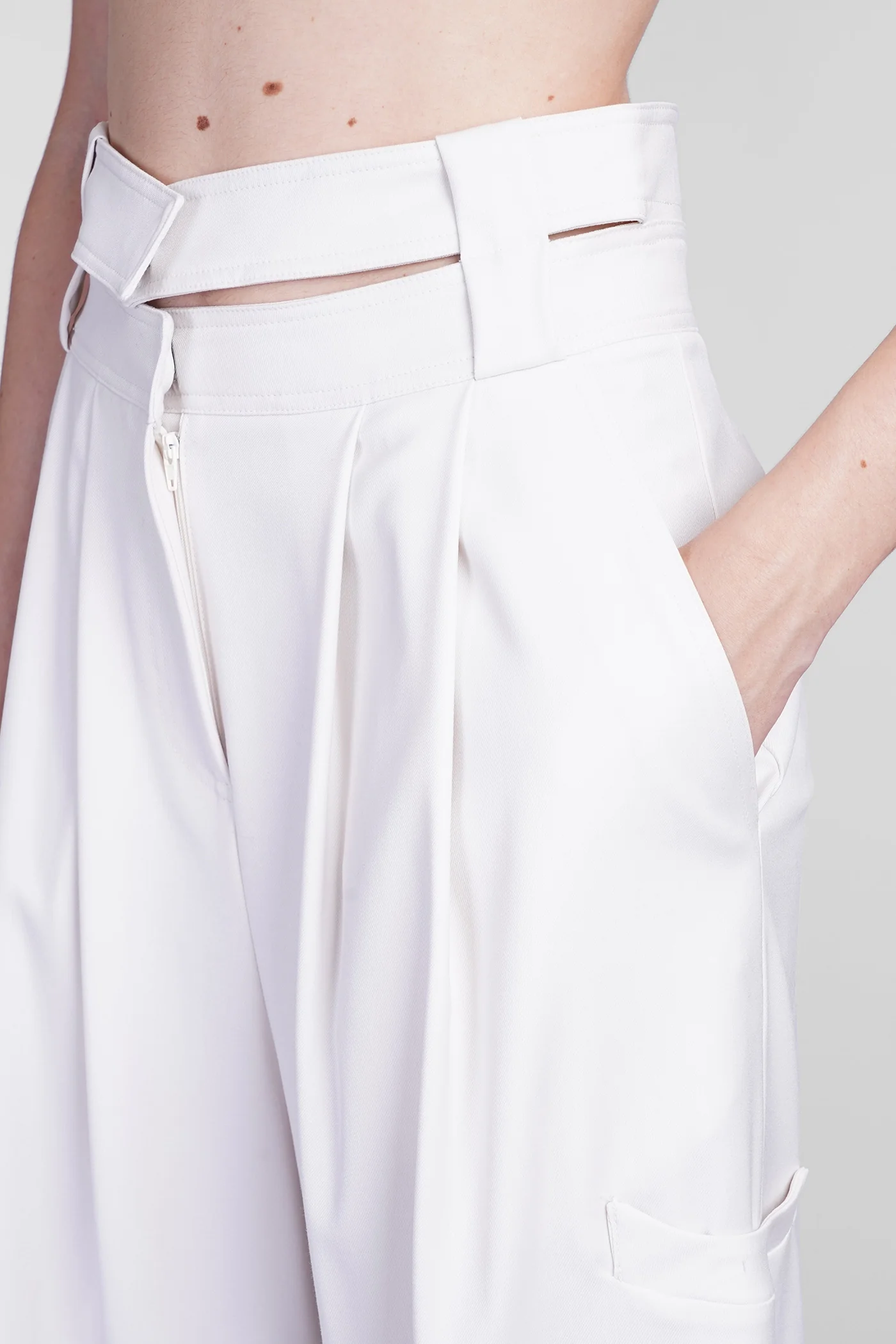 Pants in white polyester - Image 5