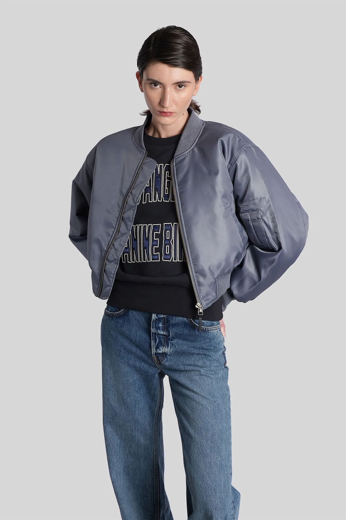 Leon Bomber Jacket in grey polyester - Image 2