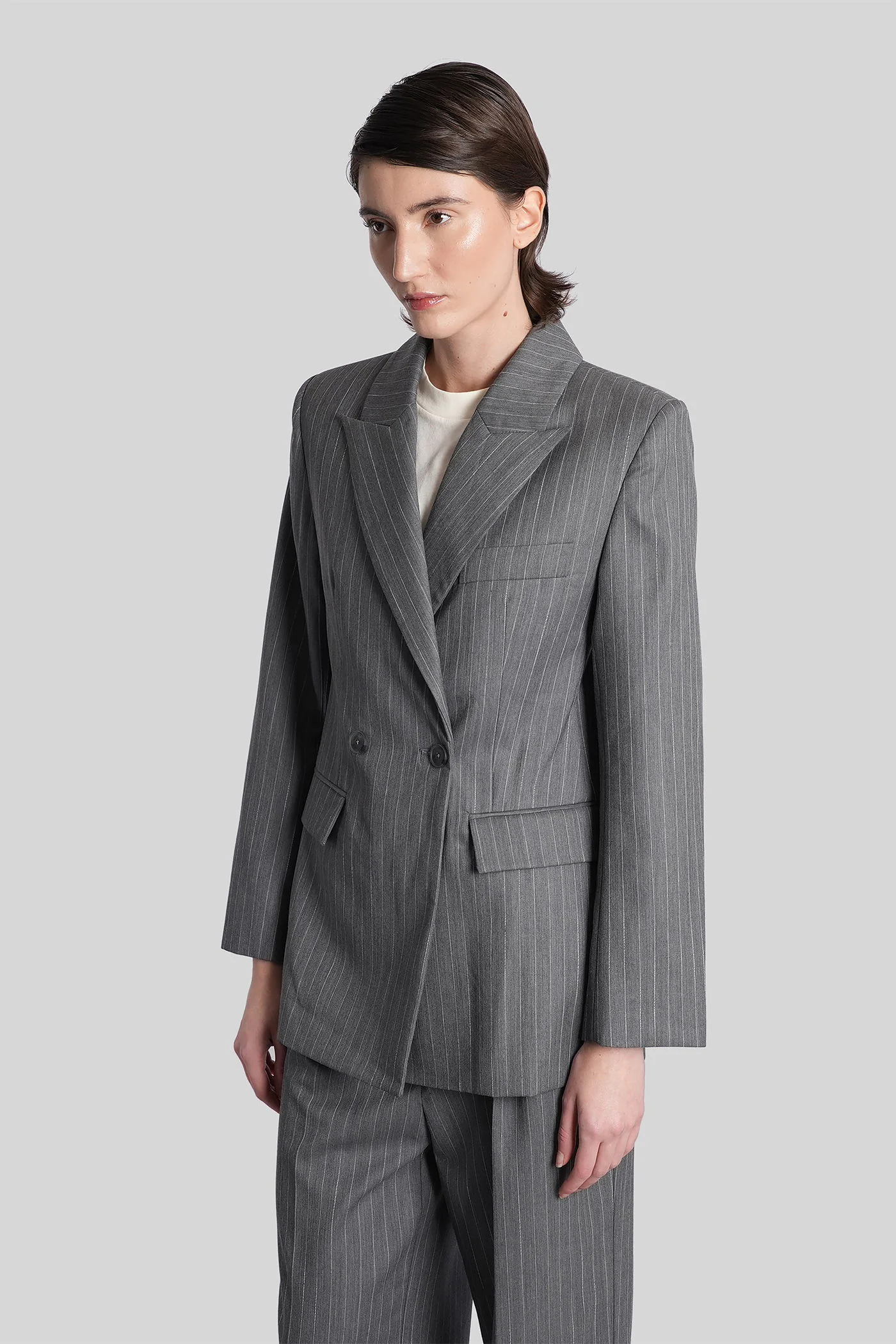 Tiphanie Blazer in grey wool - Image 4