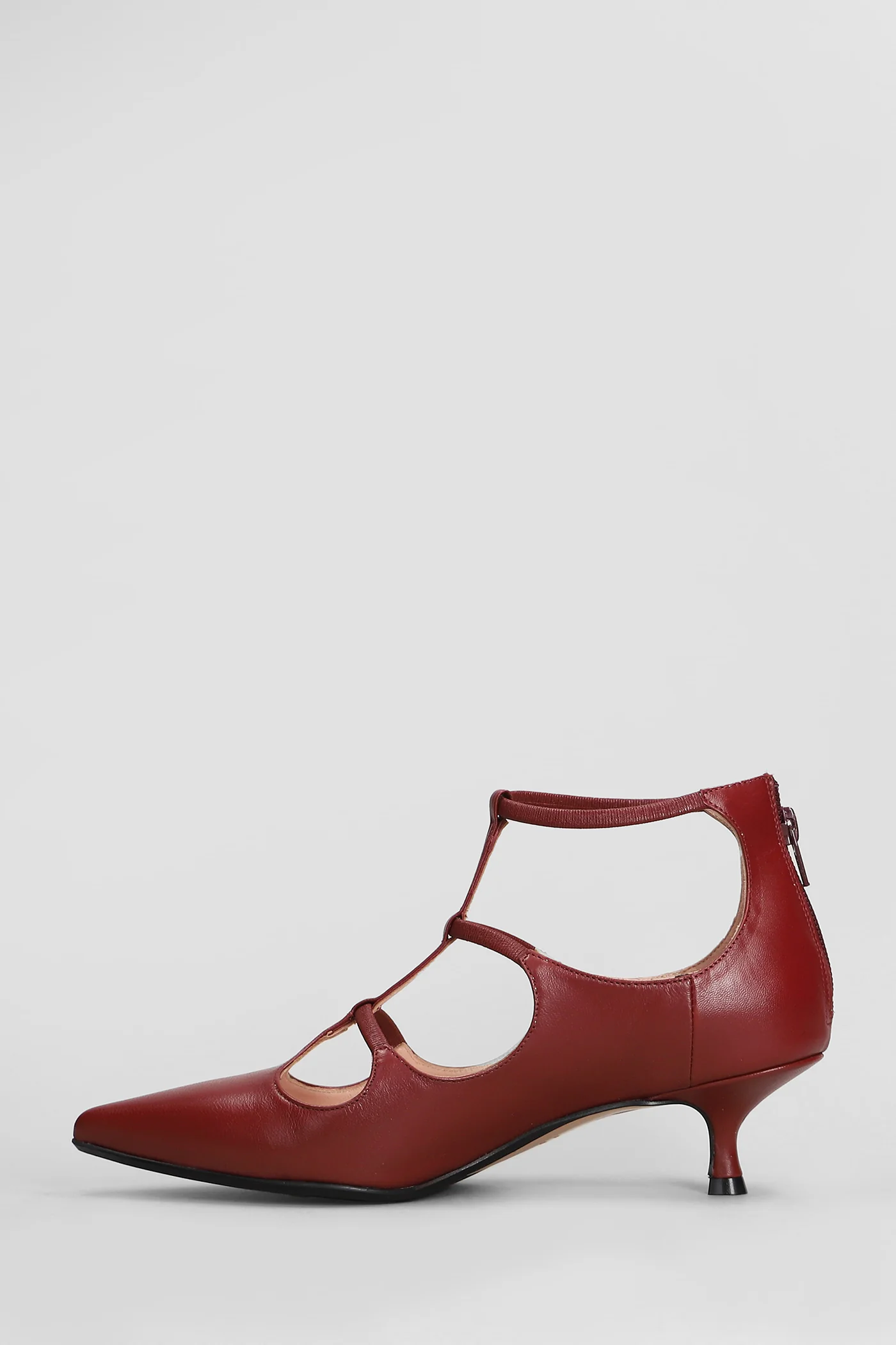 Pumps in bordeaux leather - Image 3