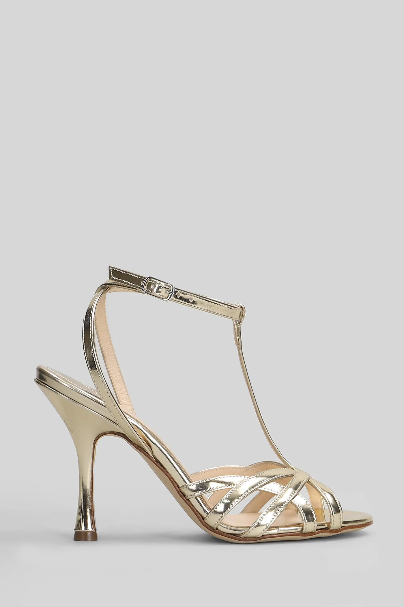 Sandals in platinum leather
