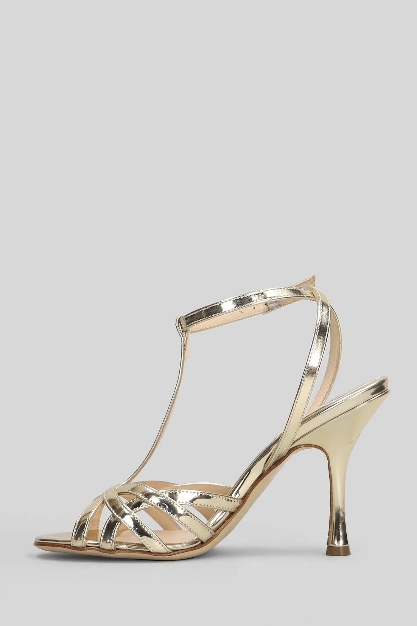 Sandals in platinum leather - Image 3