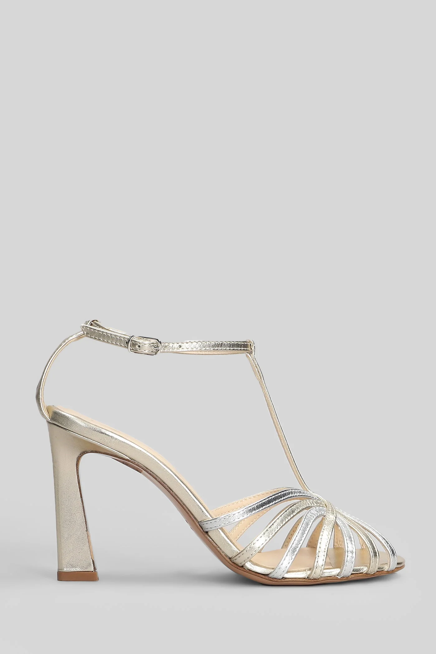 Sandals in platinum leather