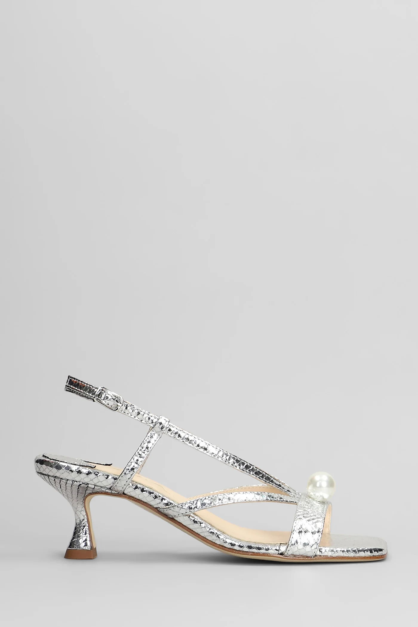 Sandals in silver leather