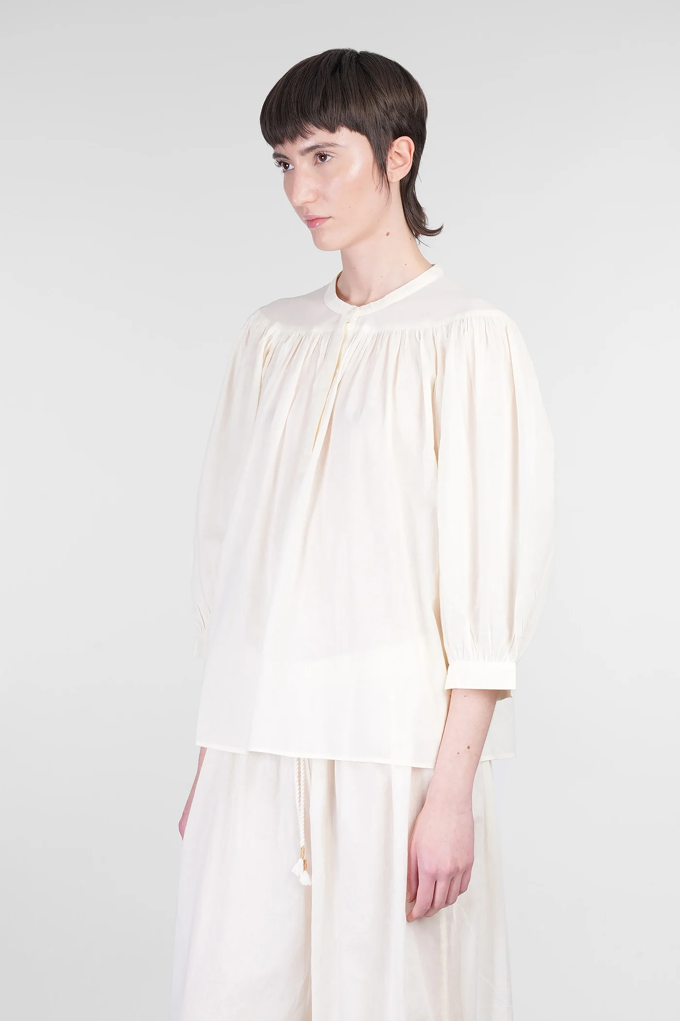 Mirabel Blouse in beige cotton - Image 4