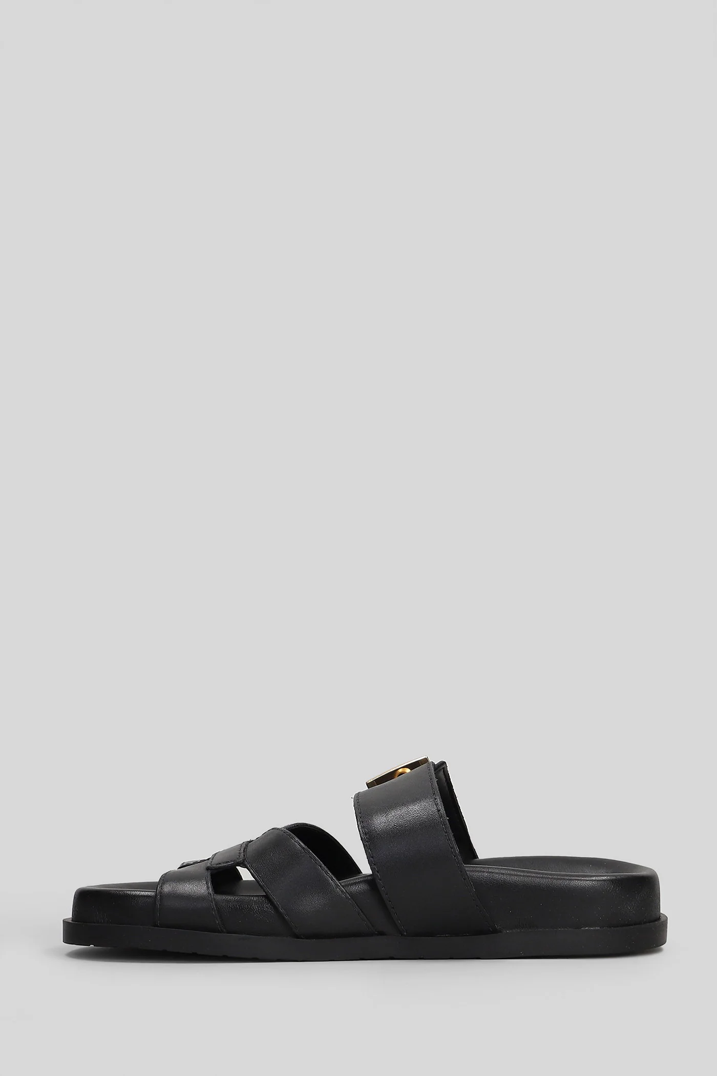 Flat sandal-slipper in black leather - Image 3