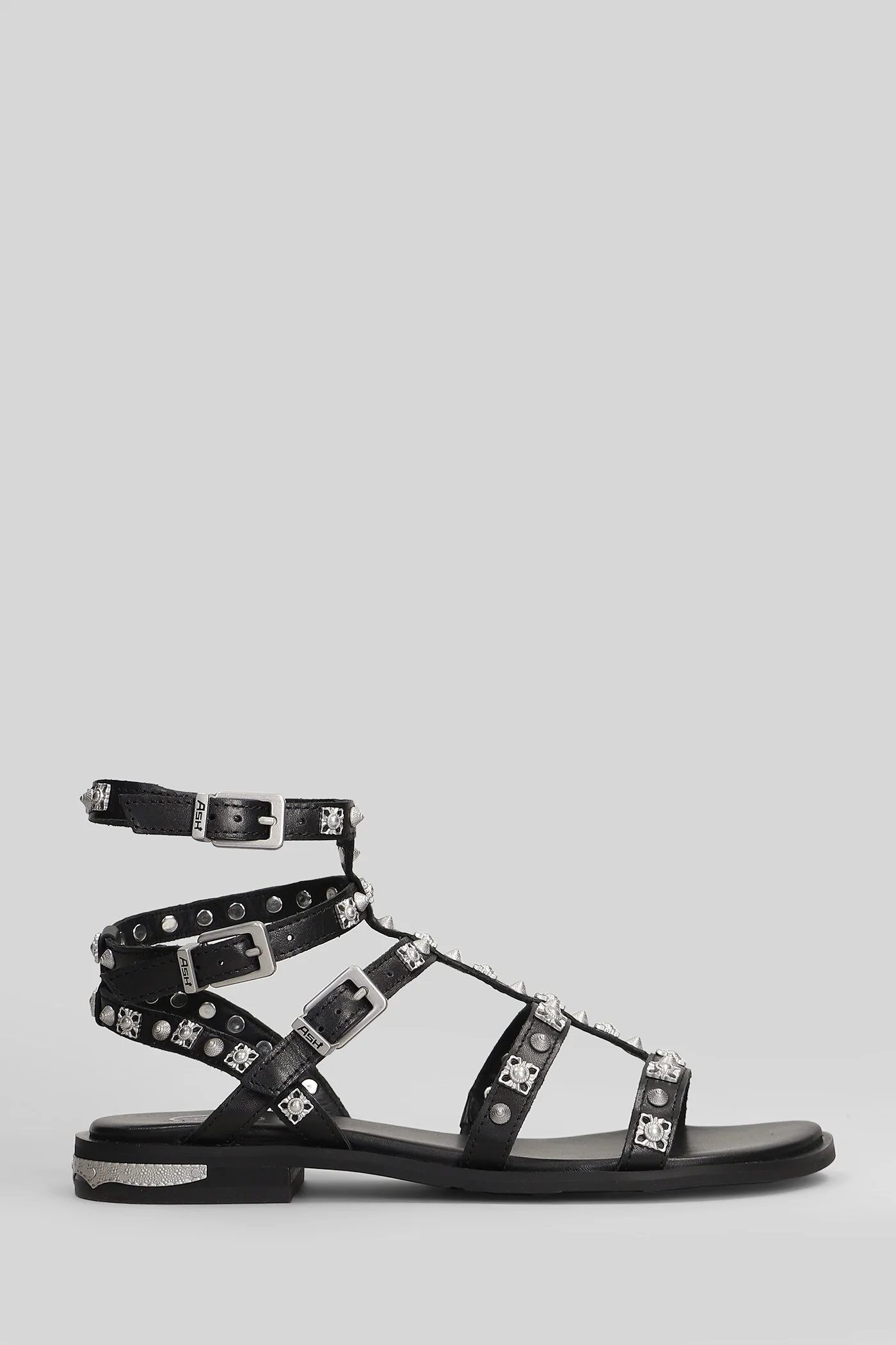 Parkour Flat sandal-slipper in black leather