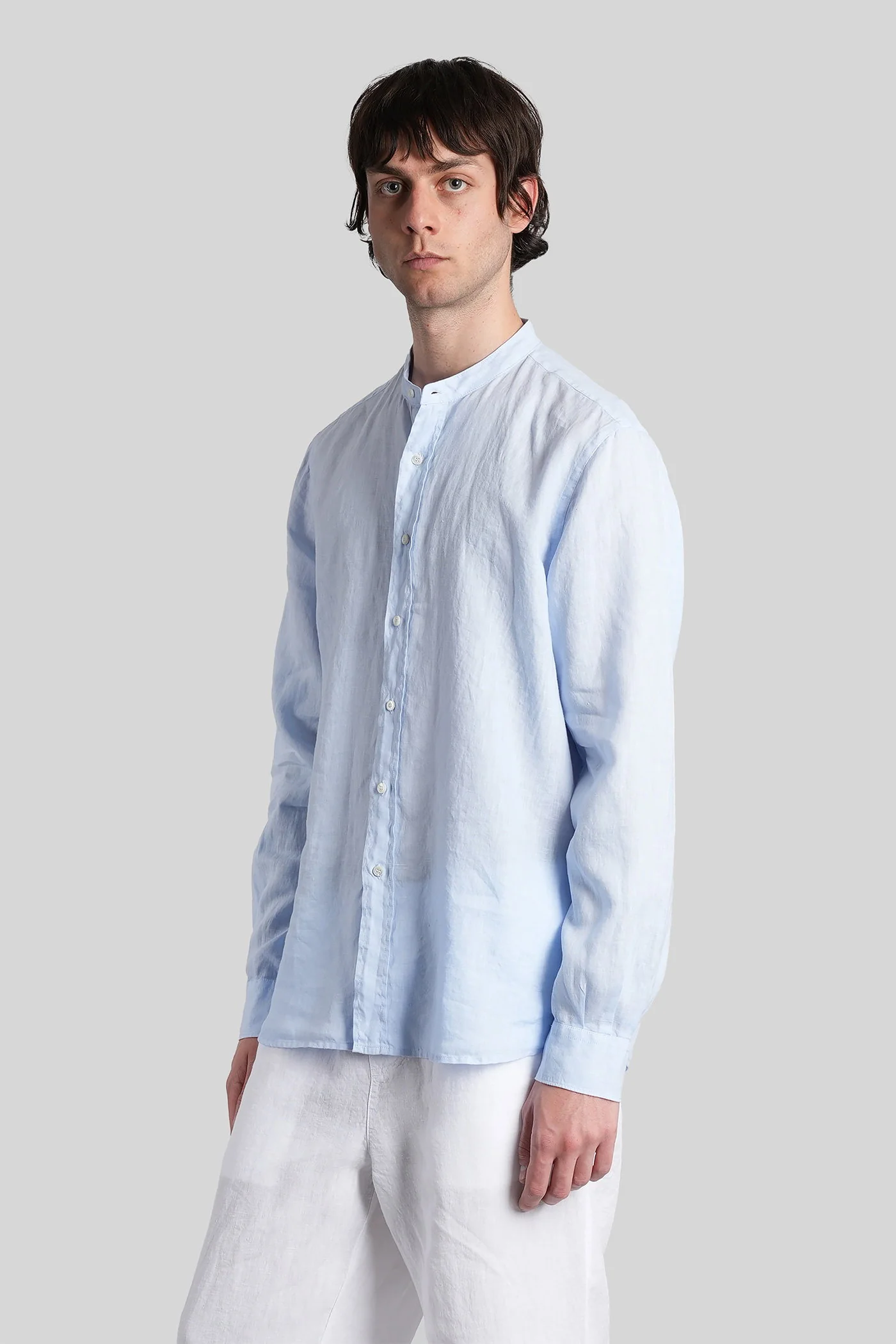 Bruce Shirt in cyan linen - Image 4