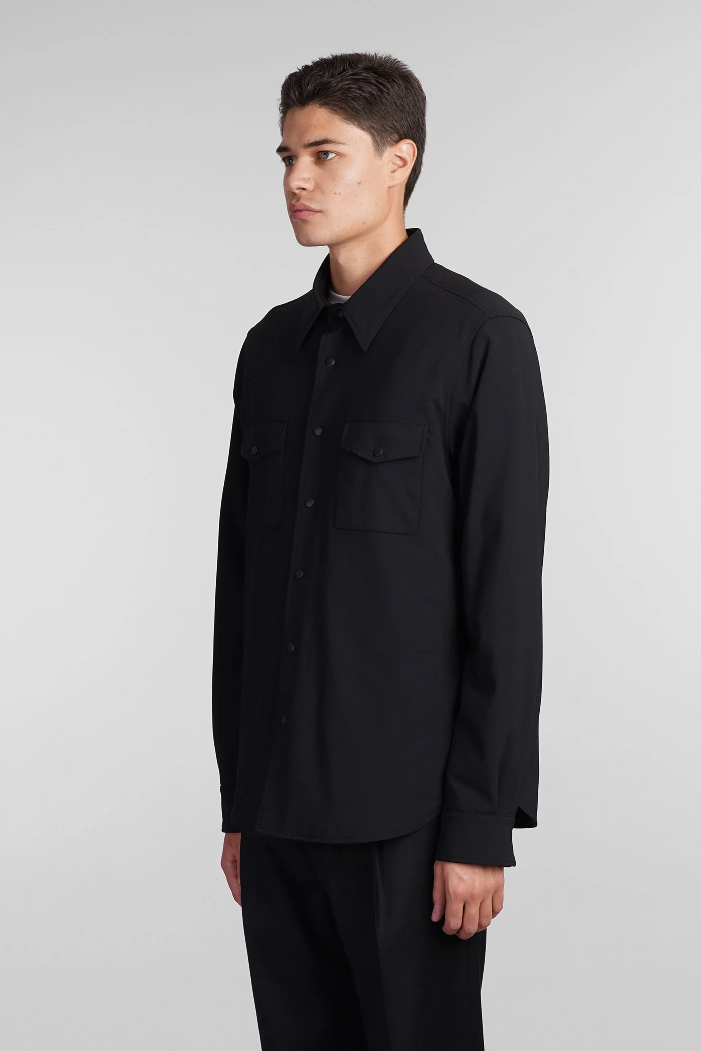 Camicia doppia Shirt in black polyester - Image 4