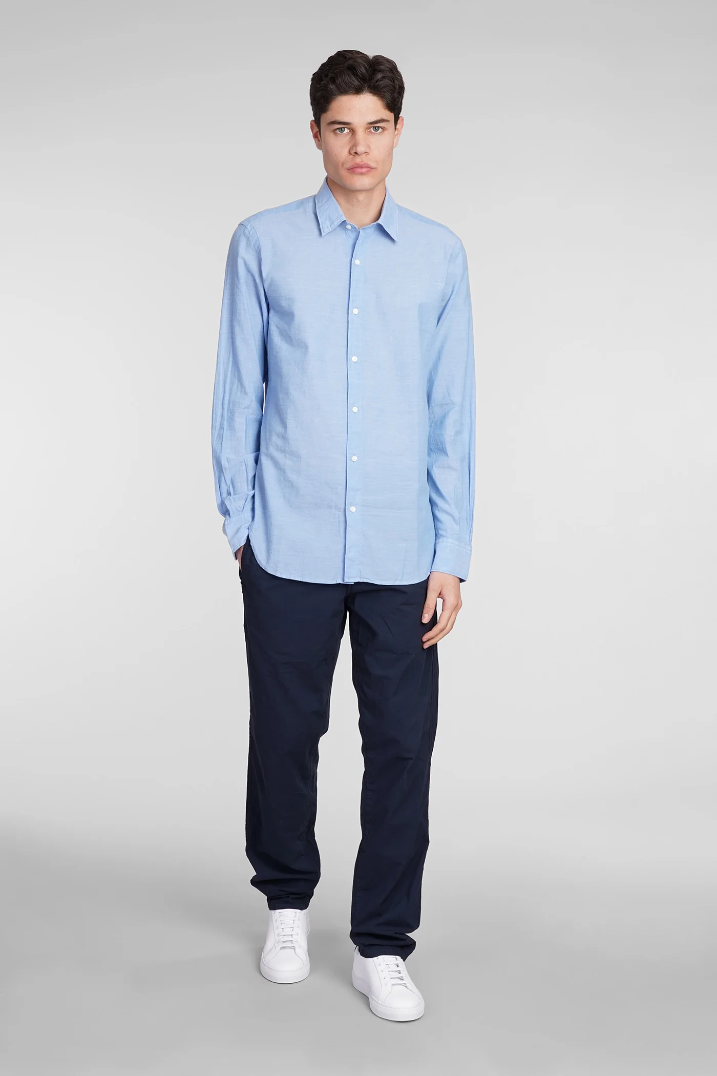 Camicia Ridotta II Shirt in cyan cotton - Image 2