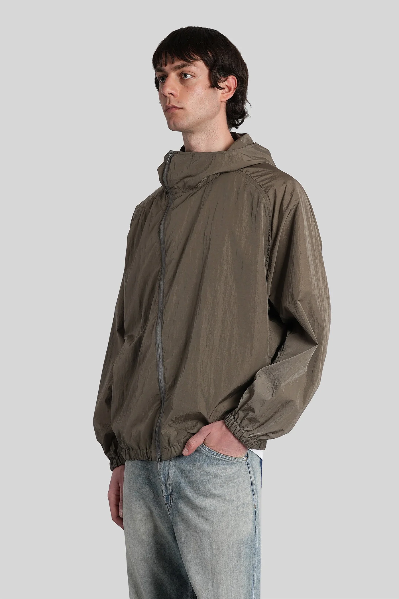 Casual jacket in green nylon - Image 4
