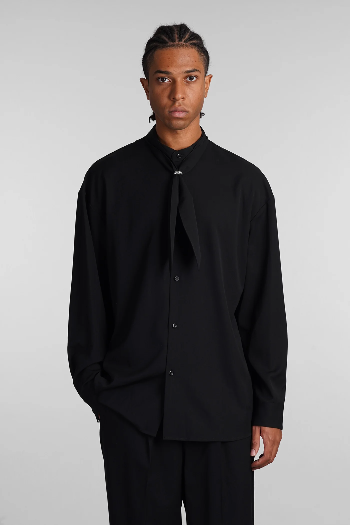 Shirt in black wool