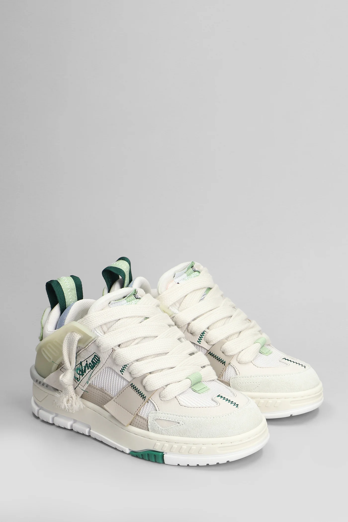 Area Patchwork Sneakers in grey suede and leather - Image 2