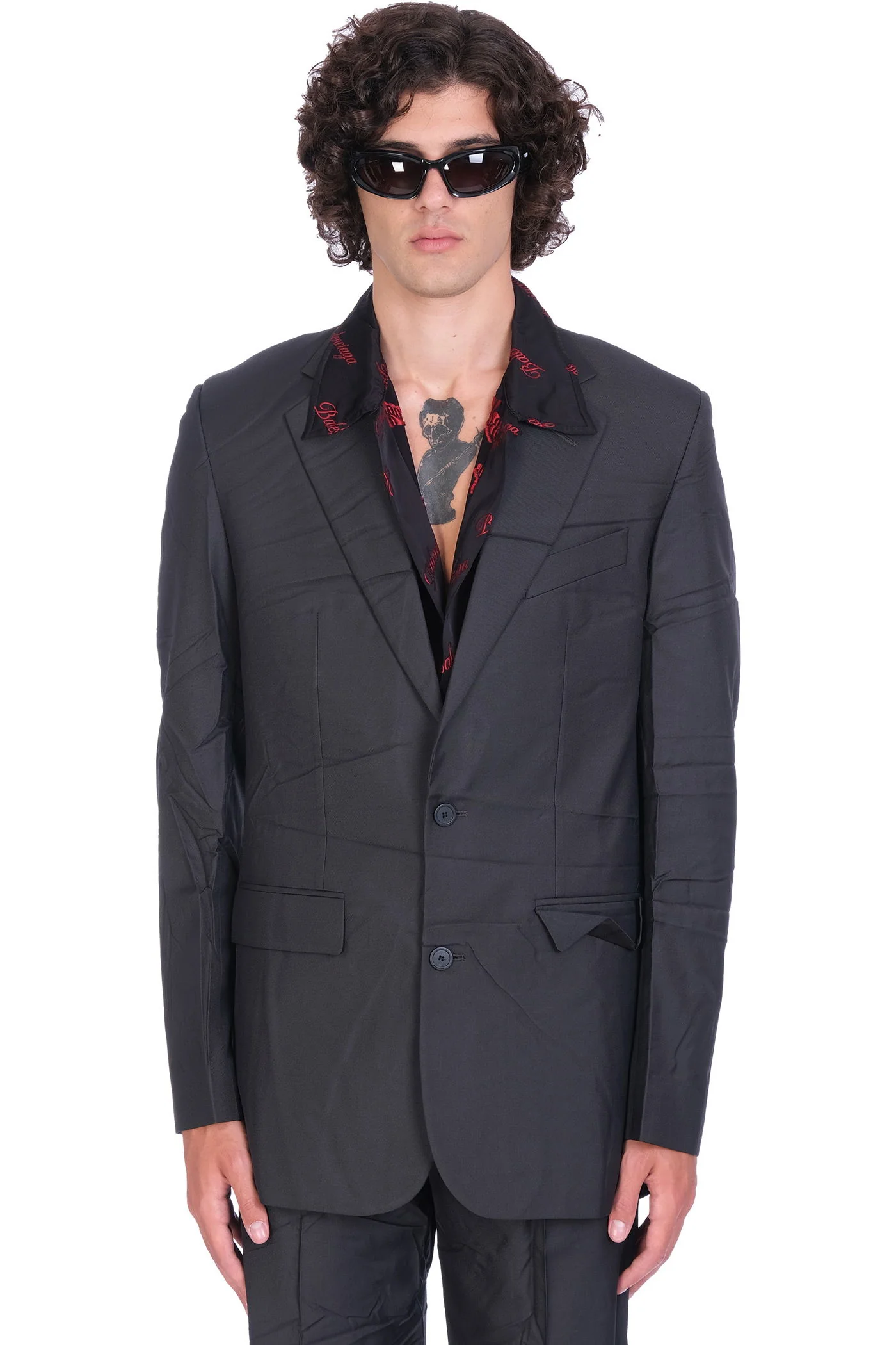 Blazer in black polyester
