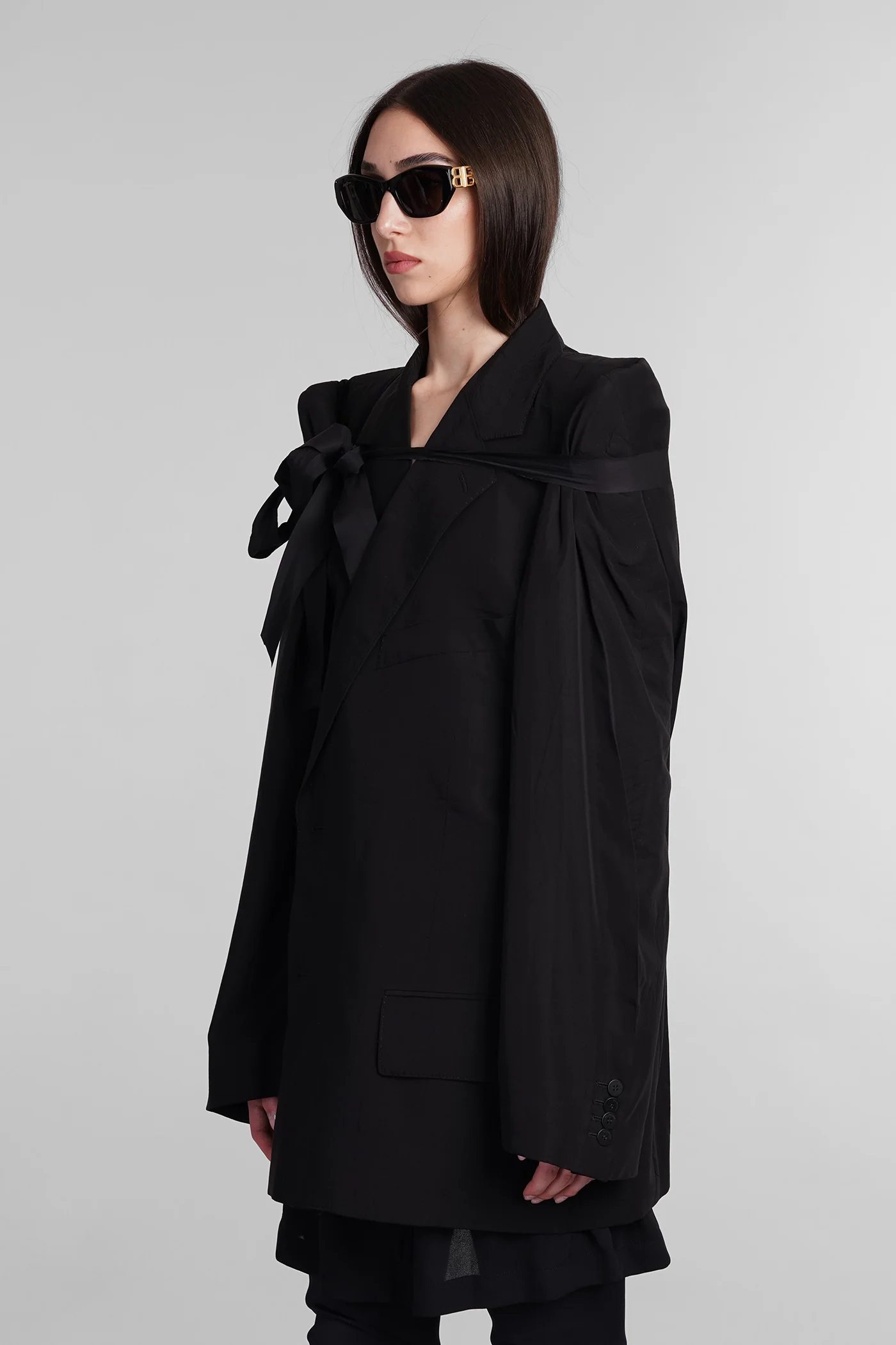 Blazer in black wool and polyester - Image 4