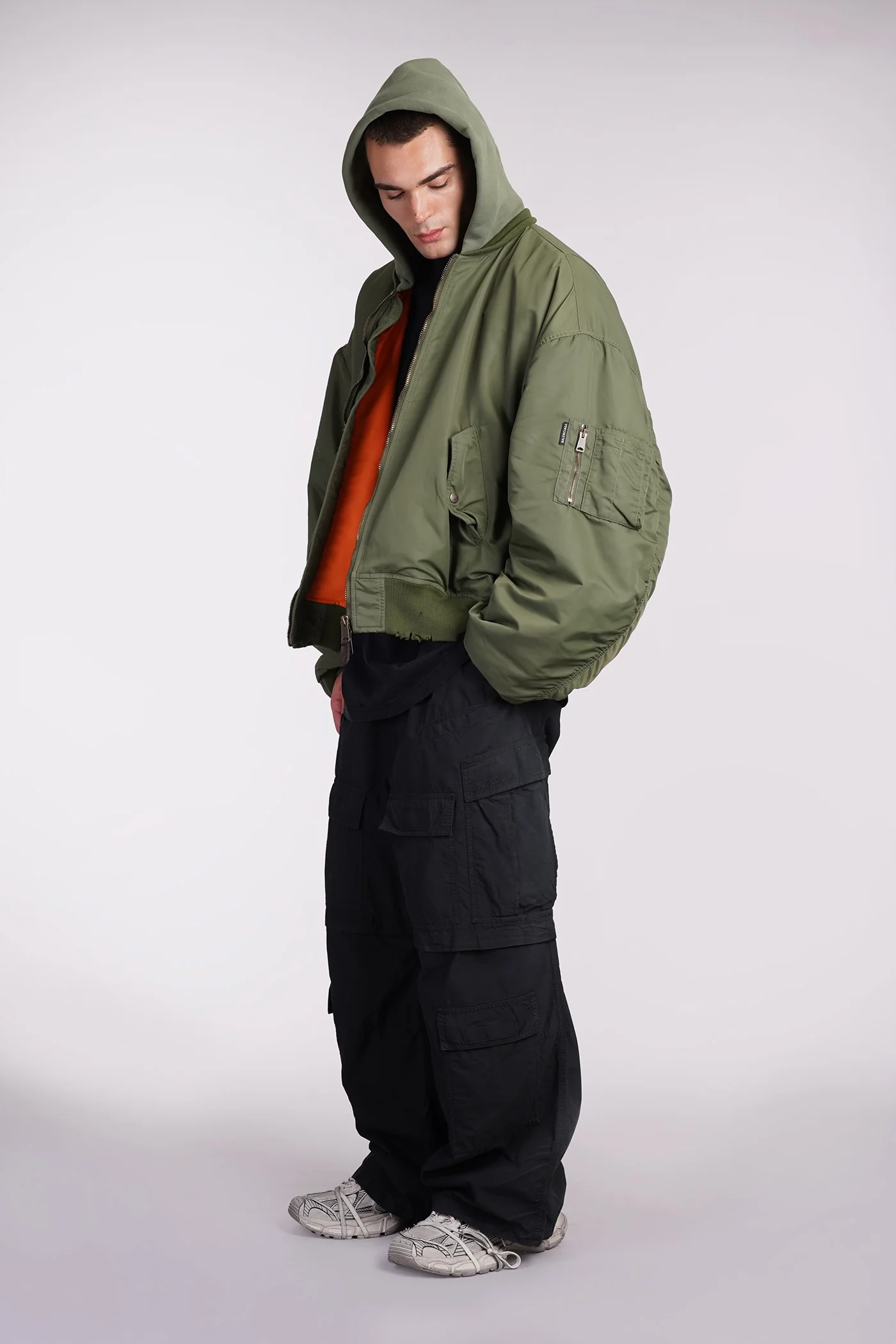 Bomber Jacket in green polyamide