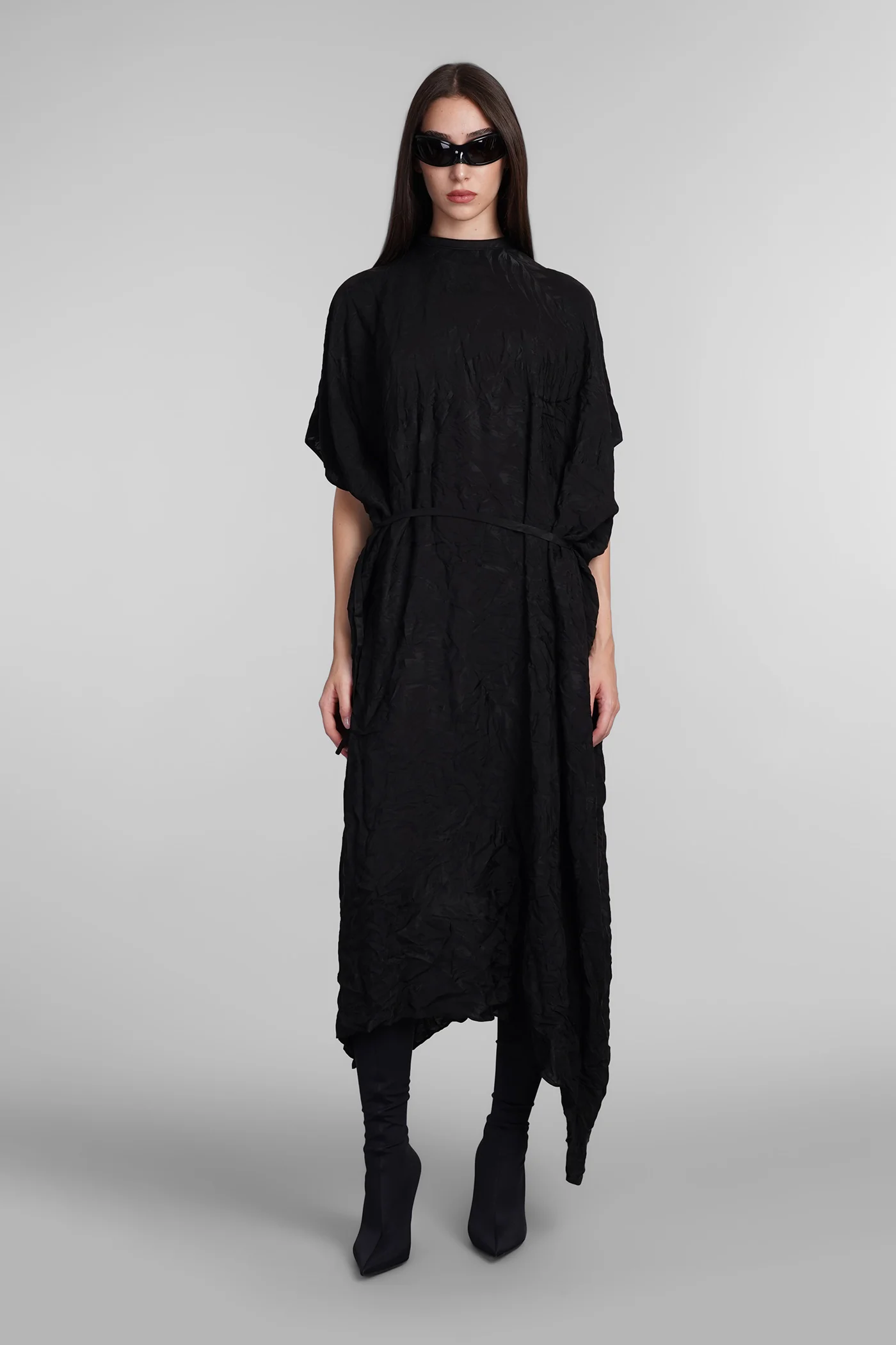 Dress woman in black silk