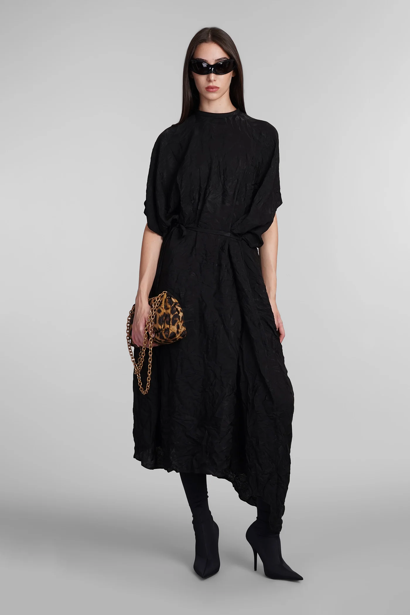 Dress woman in black silk - Image 2