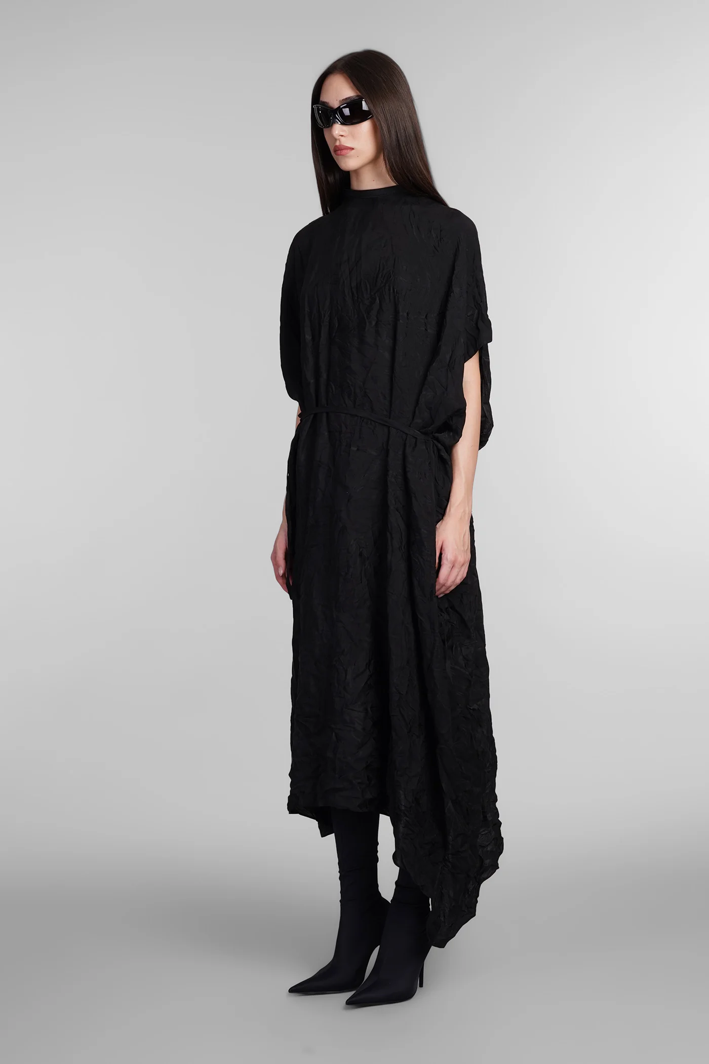 Dress woman in black silk - Image 4