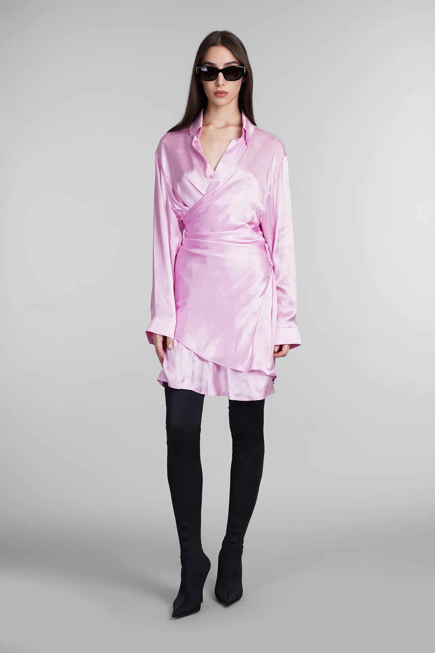 Dress woman  in rose-pink silk