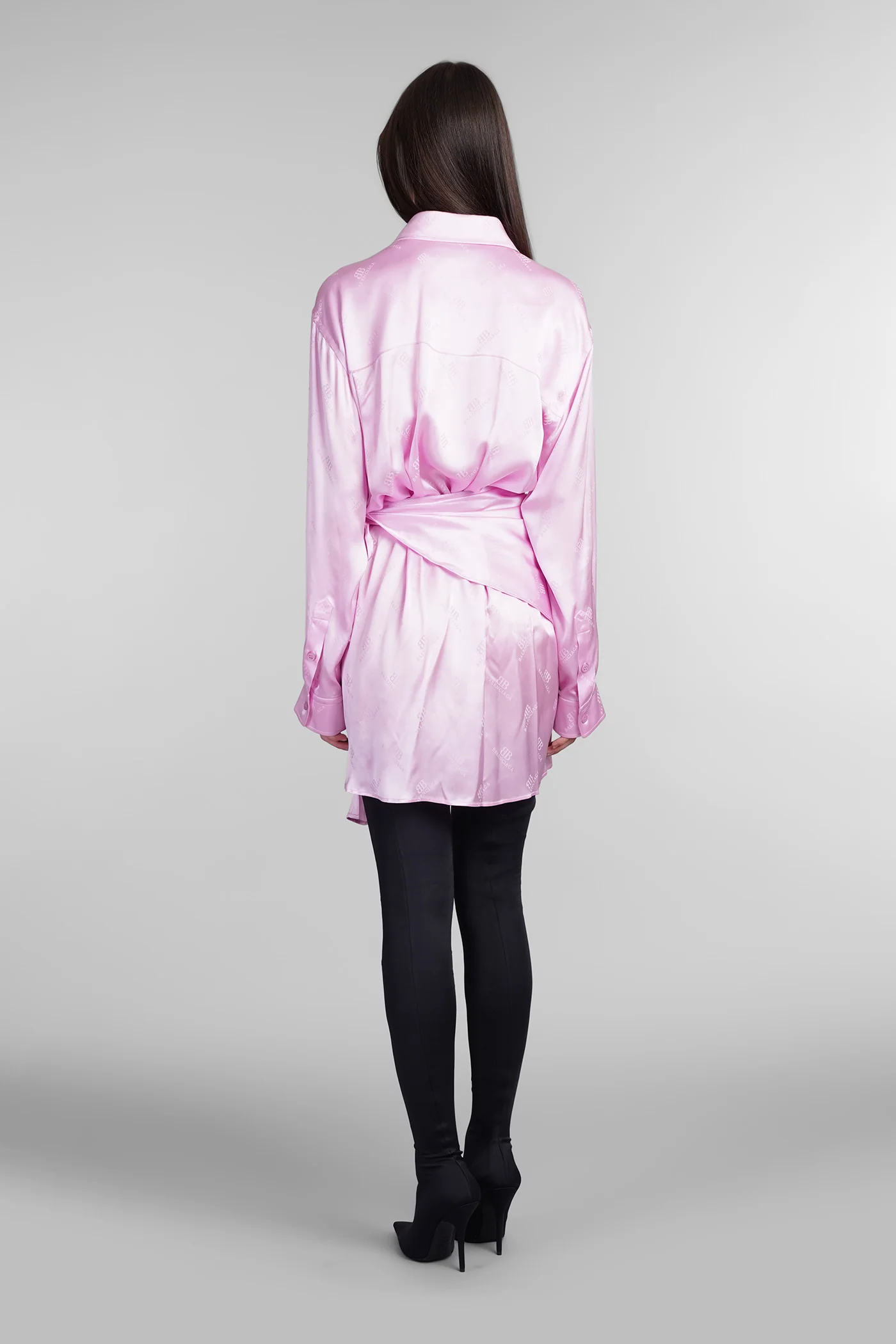 Dress woman  in rose-pink silk - Image 3