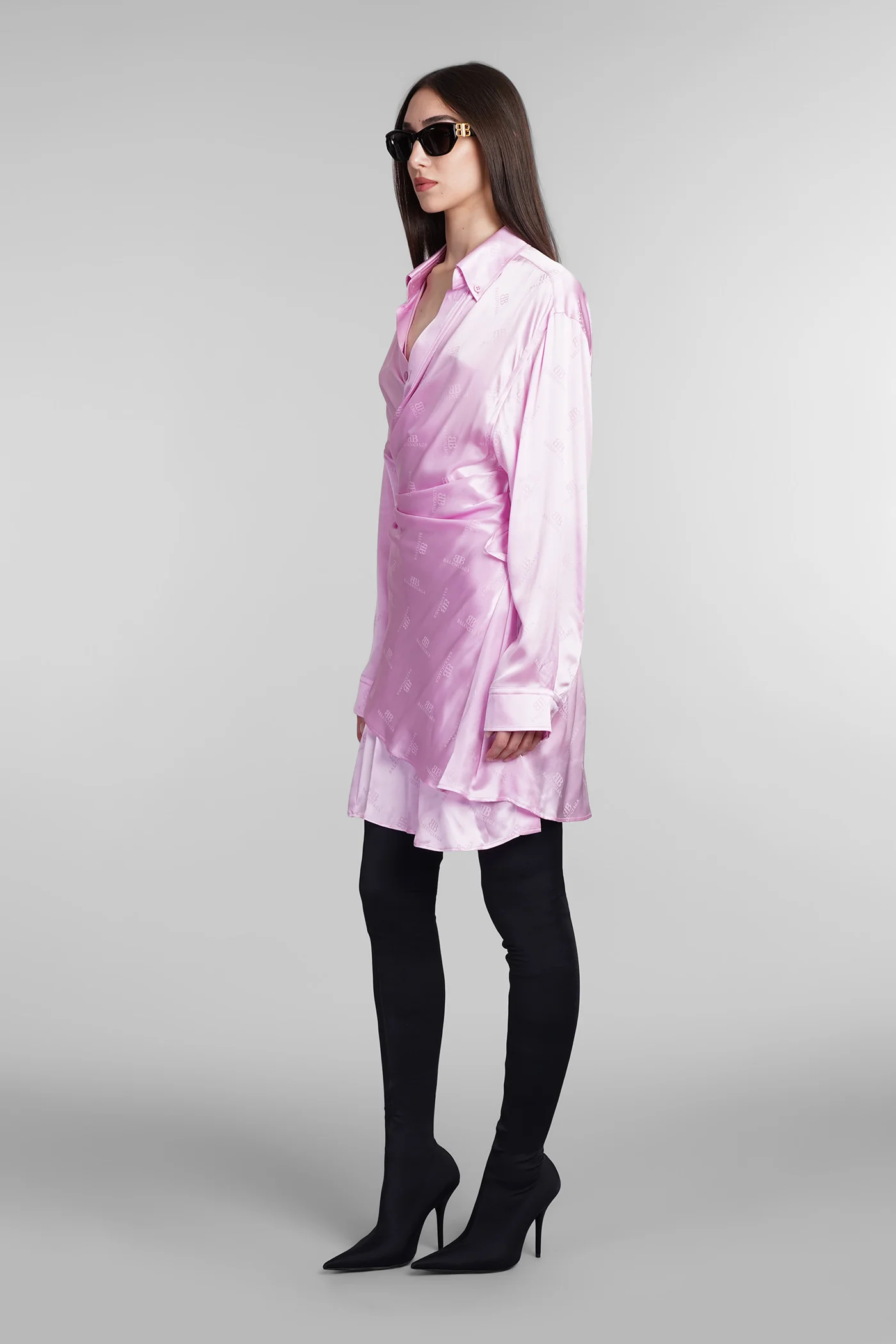 Dress woman  in rose-pink silk - Image 4